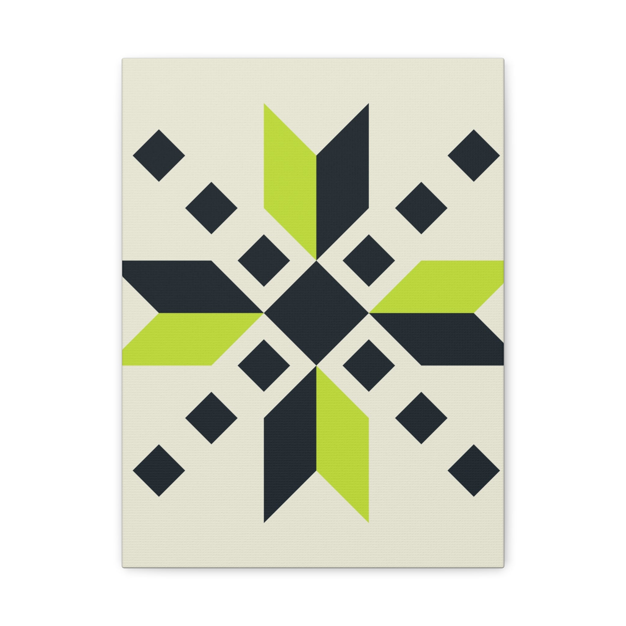 Geometric Green Starburst Canvas Art