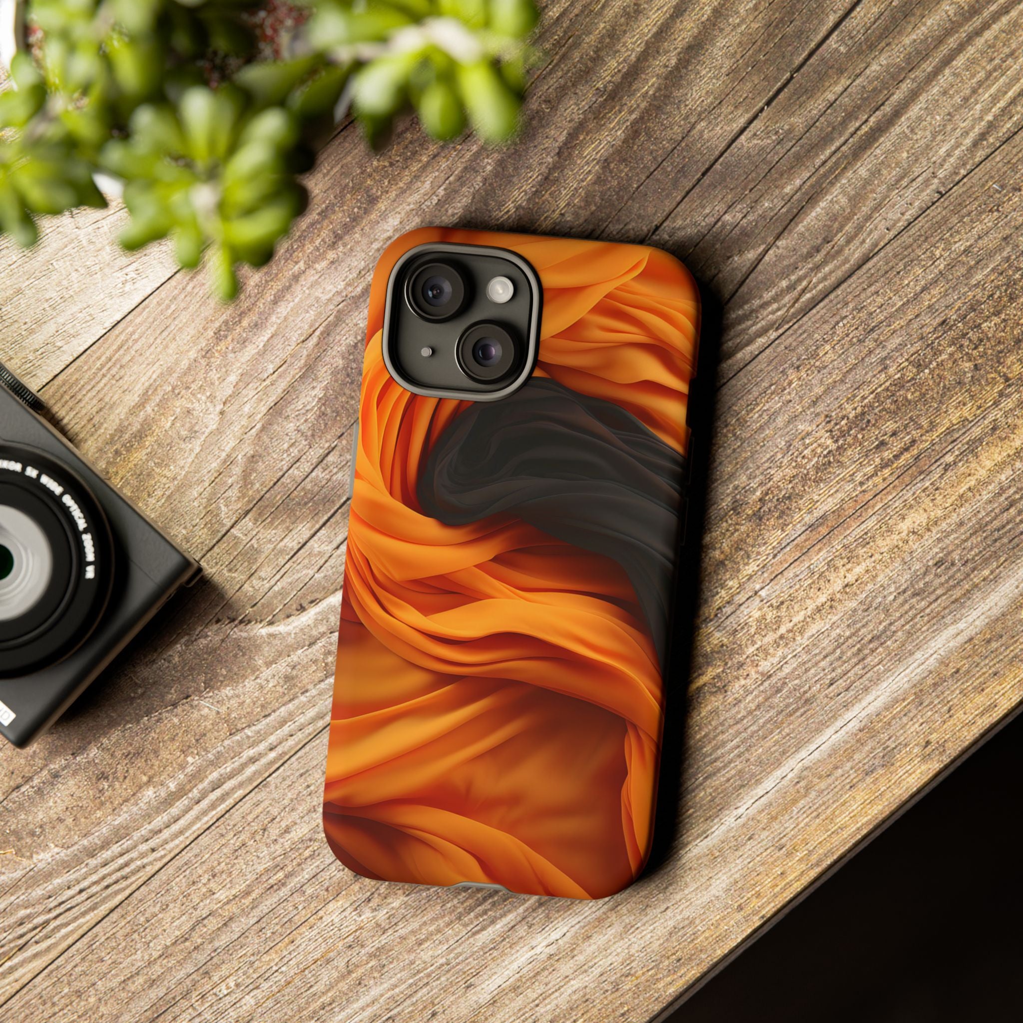 Abstract Orange & Gray Hexagon Stone iPhone Case