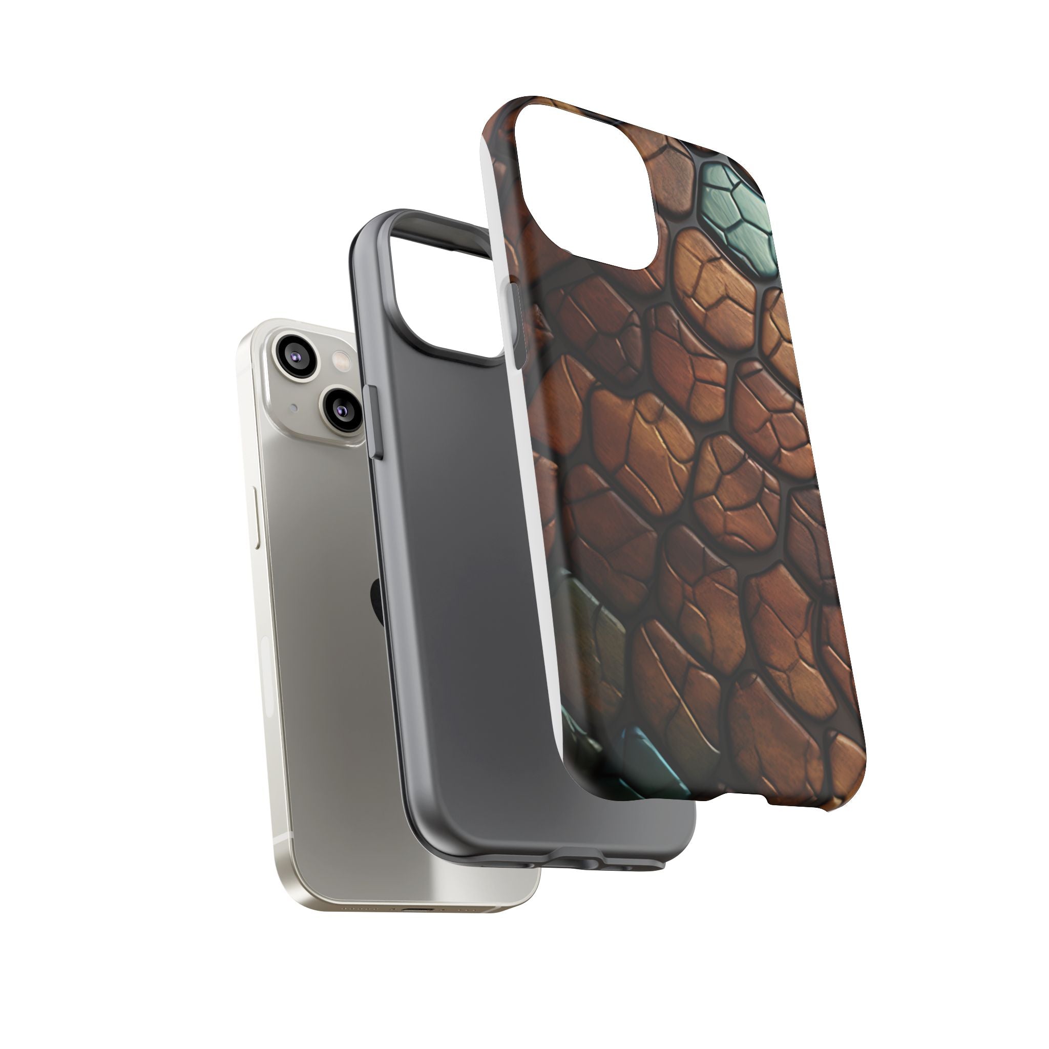 Mosaic Reptile iPhone Case - Teal & Brown