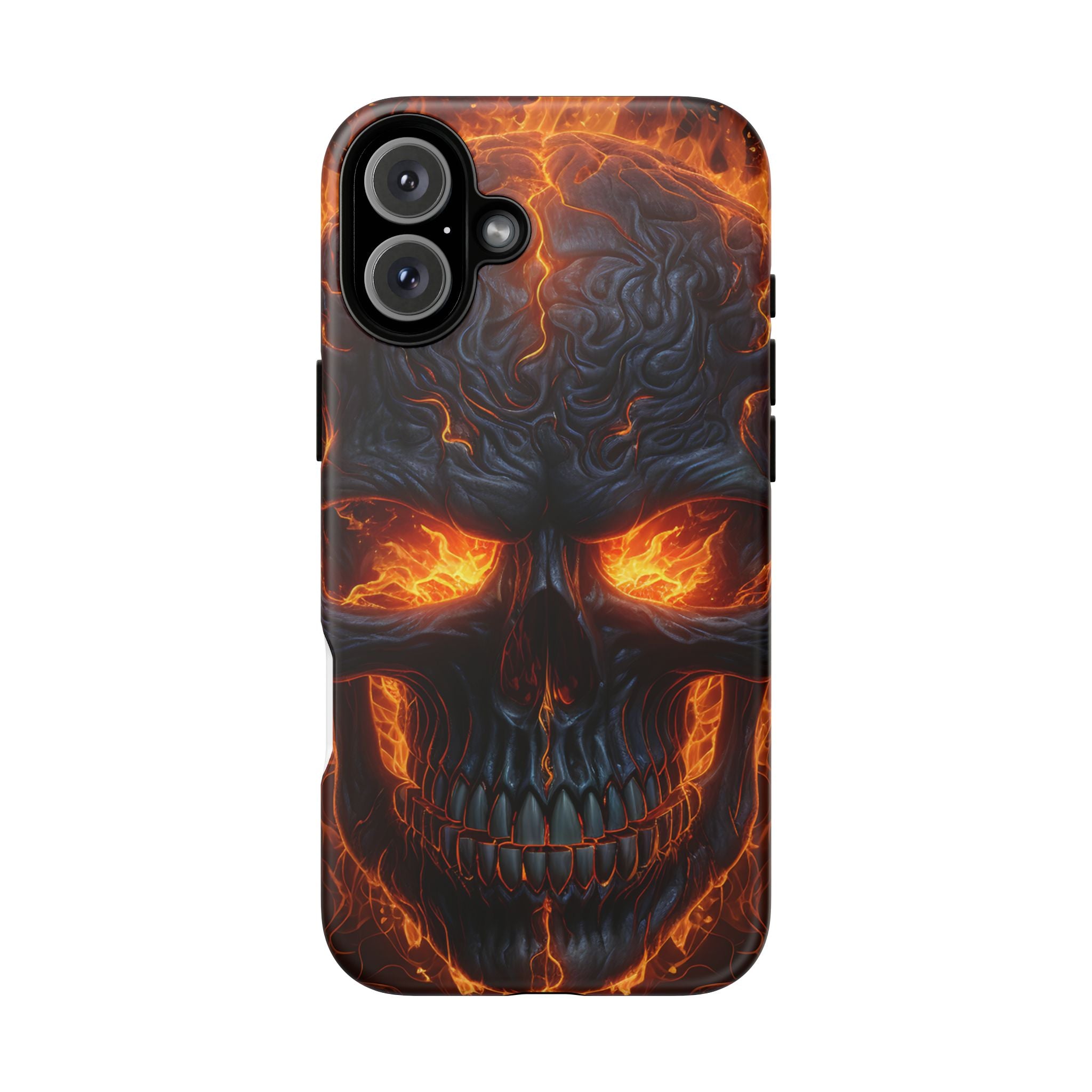 Fiery Skull Hexagon iPhone Case - Rugged Texture