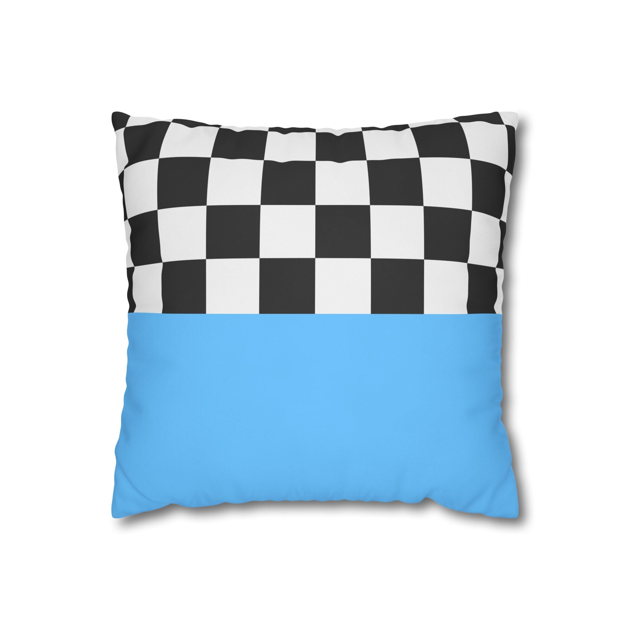 Checkered & Blue Pillowcase - Modern Design