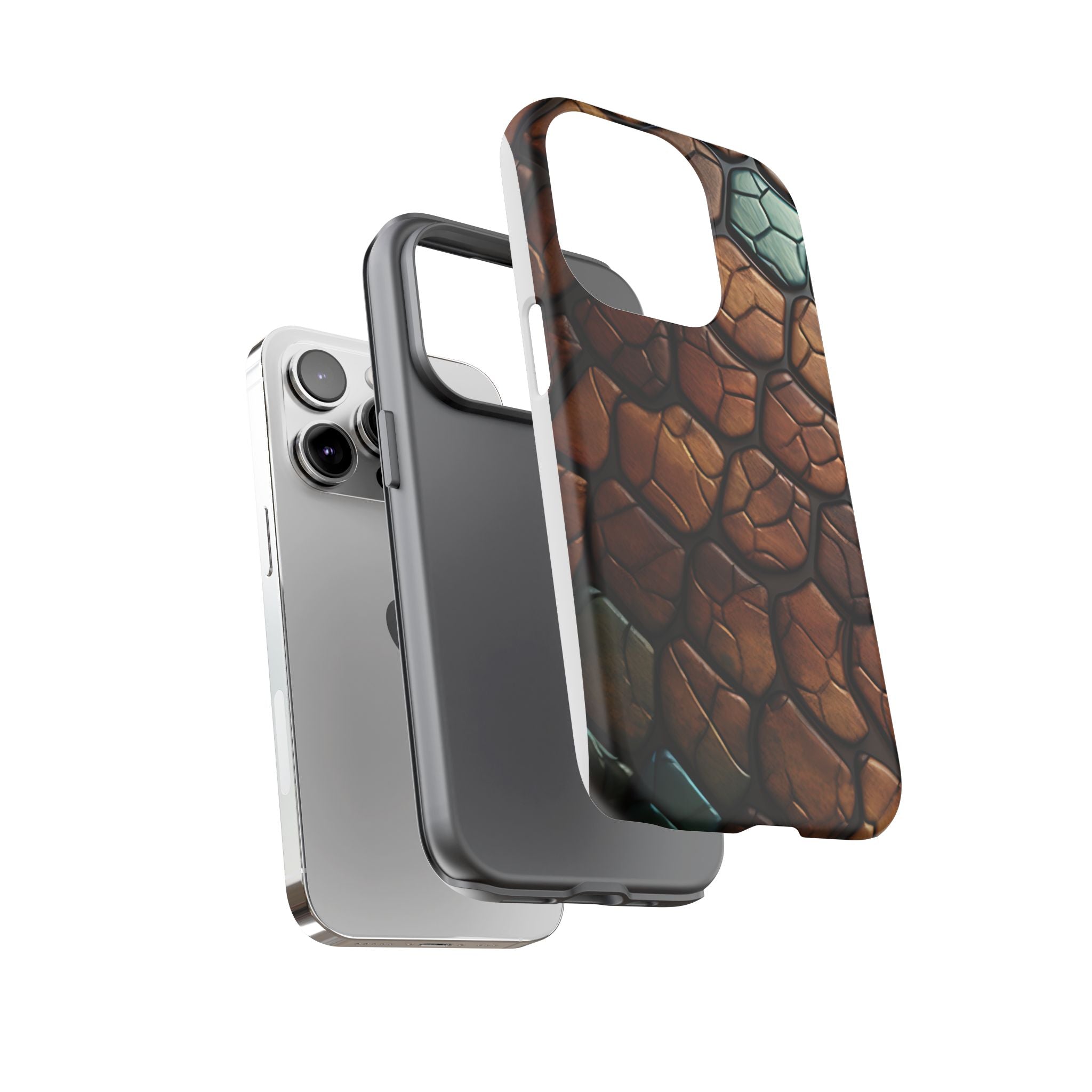 Mosaic Reptile iPhone Case - Teal & Brown