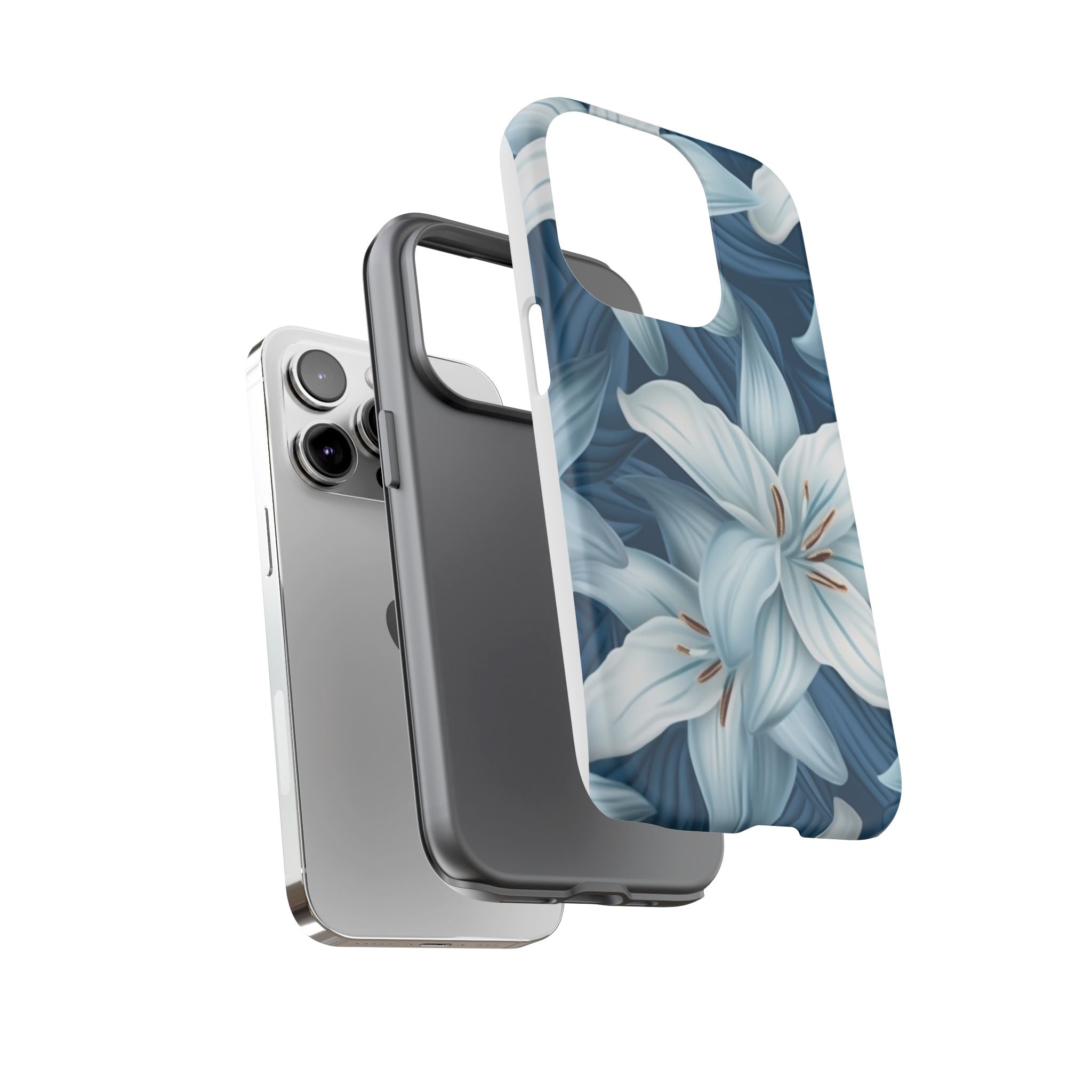 Pastel Blue Lily iPhone Case - Hexagon Stone