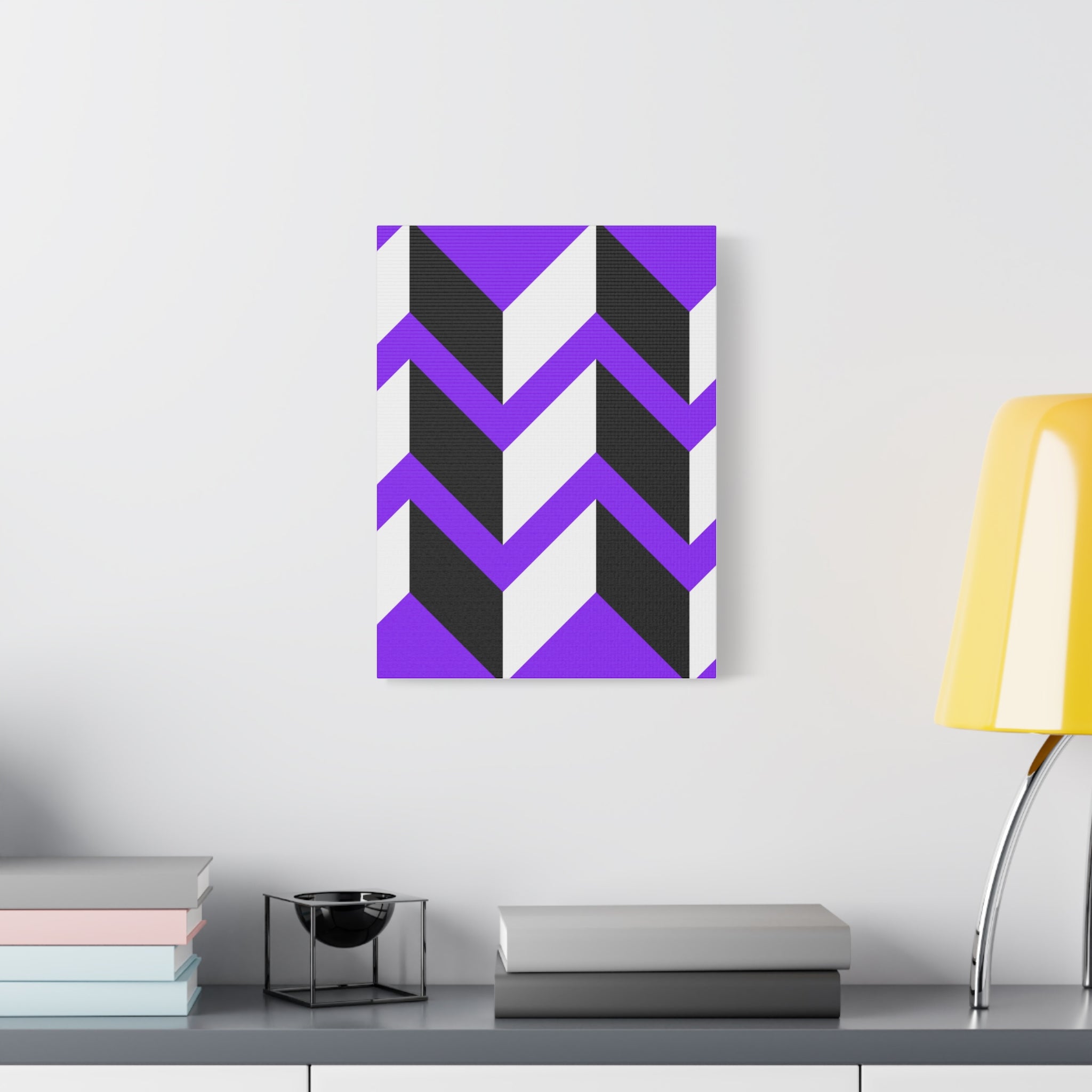 Purple Geometric Wave Canvas Art