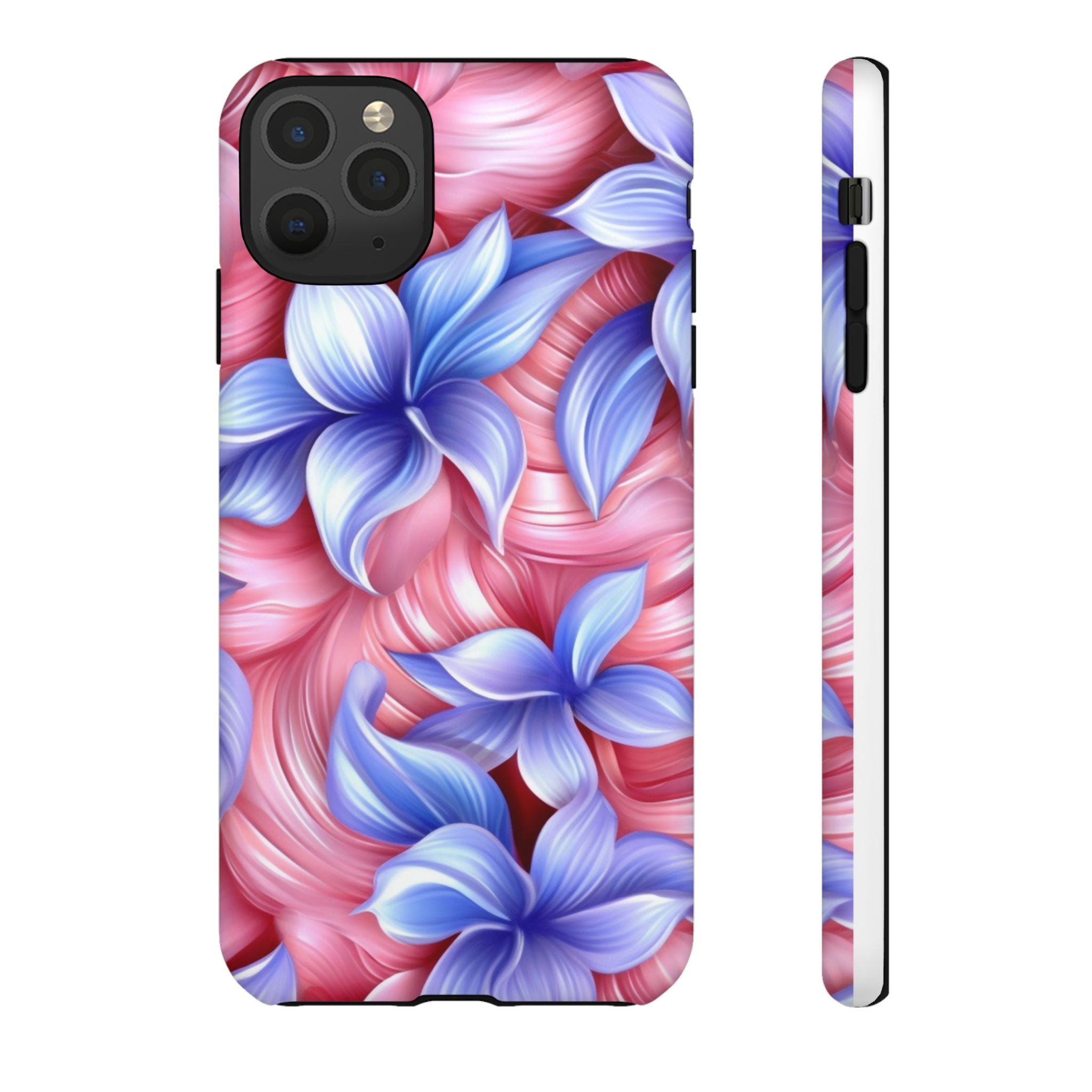 Dreamy Pink & Blue Floral iPhone Case - Hexagon Stone