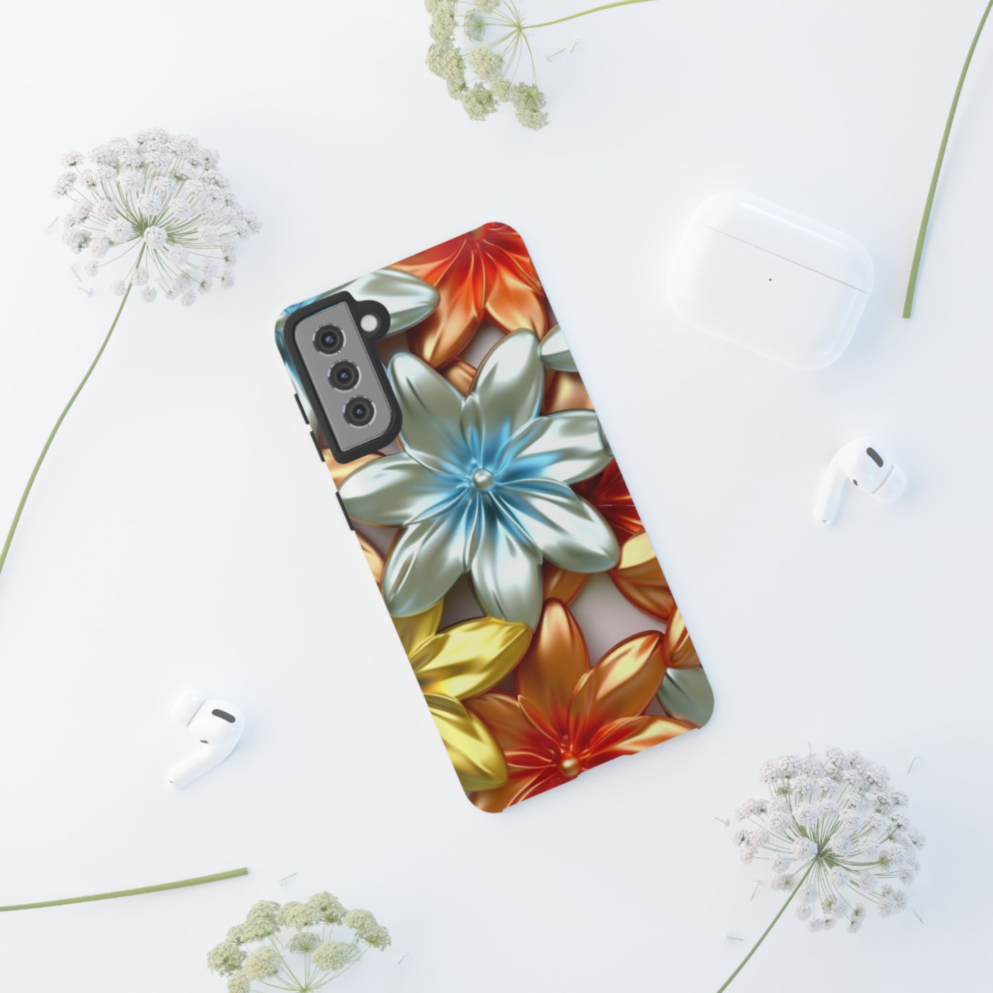 Metallic Flower Samsung Case - Stylish & Modern