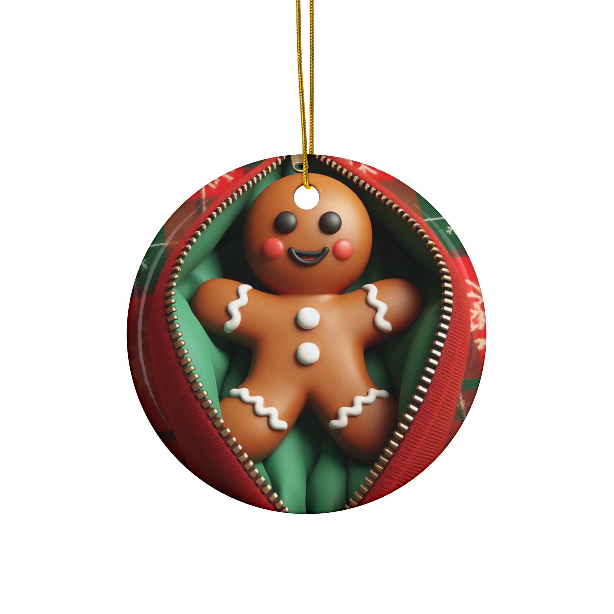 Cozy Gingerbread Man Ceramic Ornament