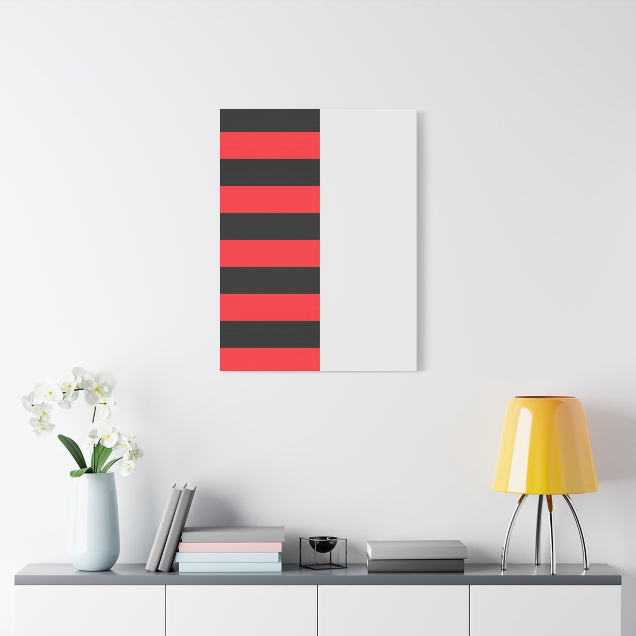 Abstract Coral & Gray Minimalist Canvas Art