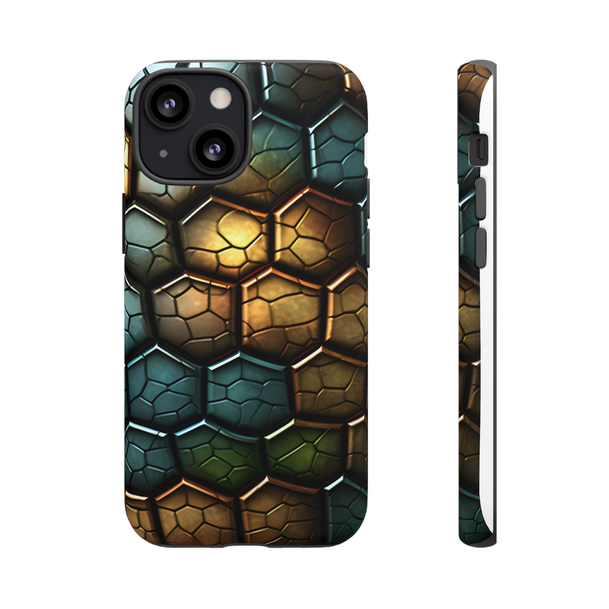 HexaScale iPhone Case: Teal & Bronze