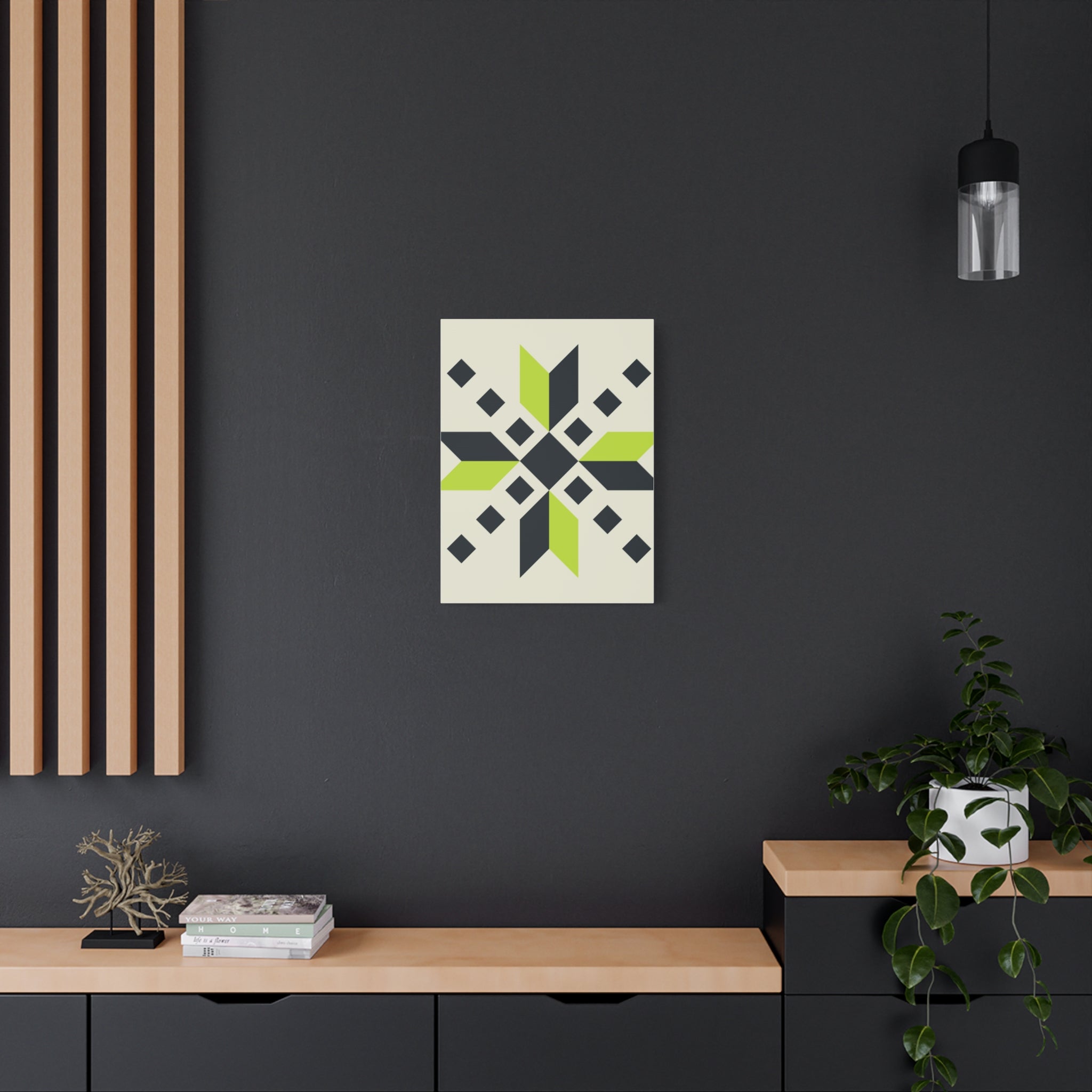 Geometric Green Starburst Canvas Art