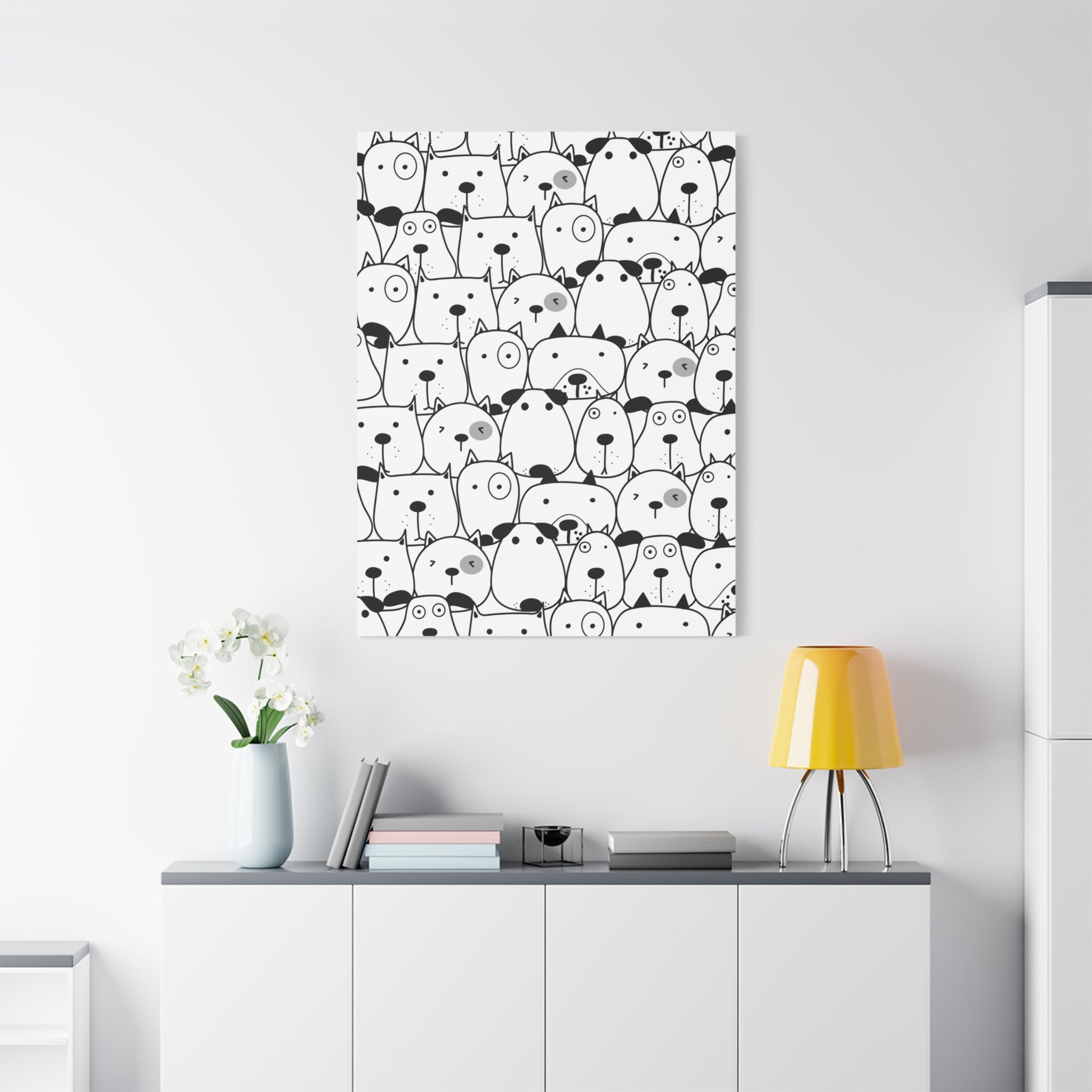 Adorable Puppy Faces Matte Canvas Art