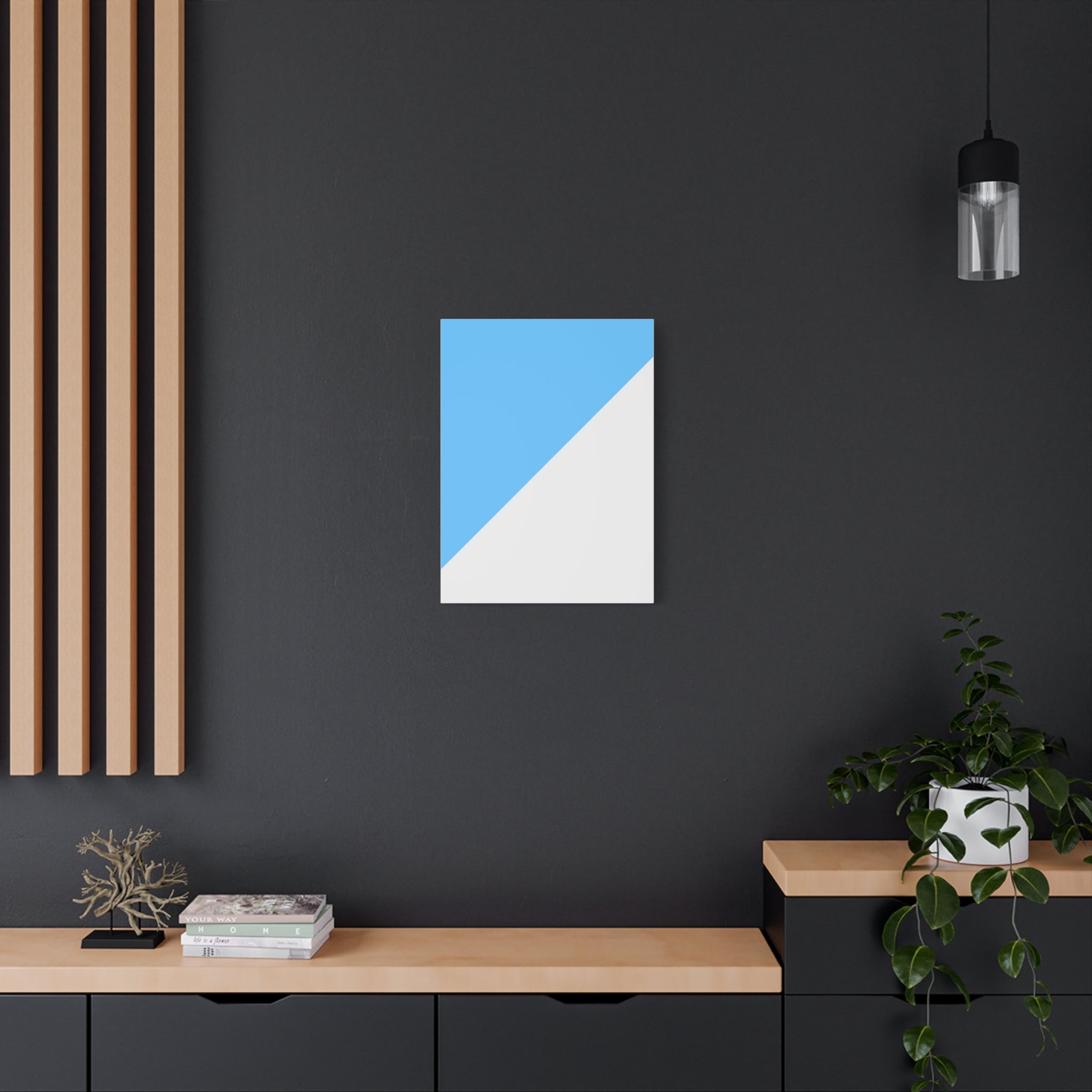 Abstract Blue & Gray Diagonal Canvas Art