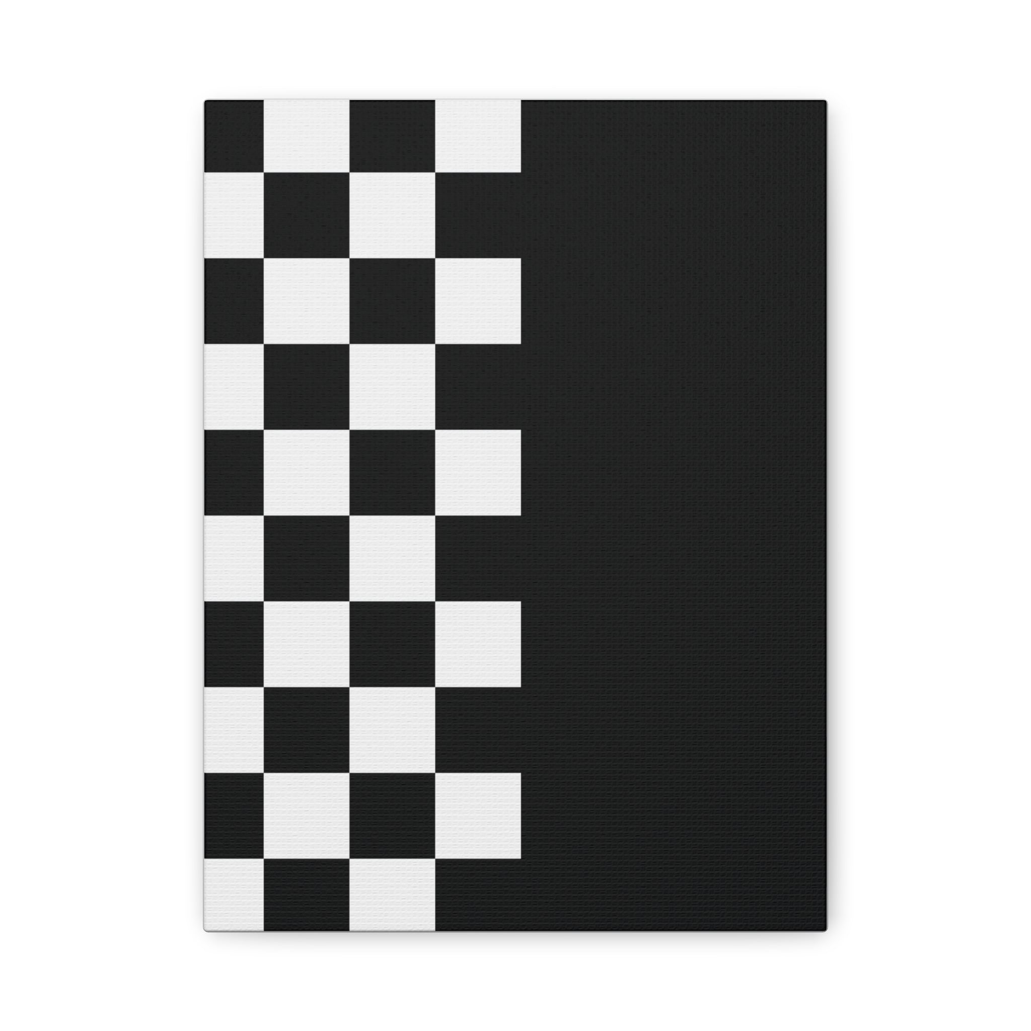 Abstract Black & White Checkered Canvas Art