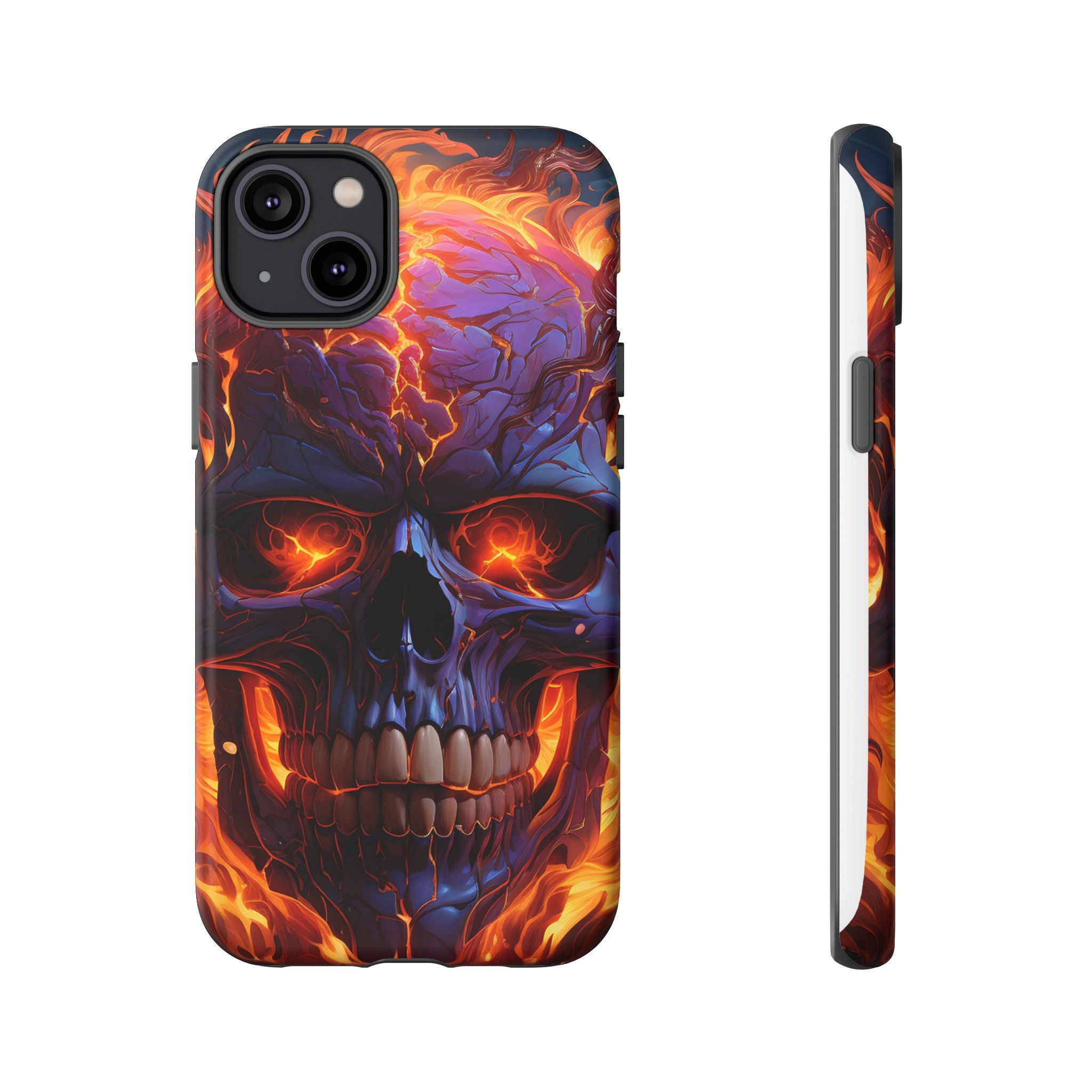 Fiery Skull Hexagon iPhone Case - Rugged Texture