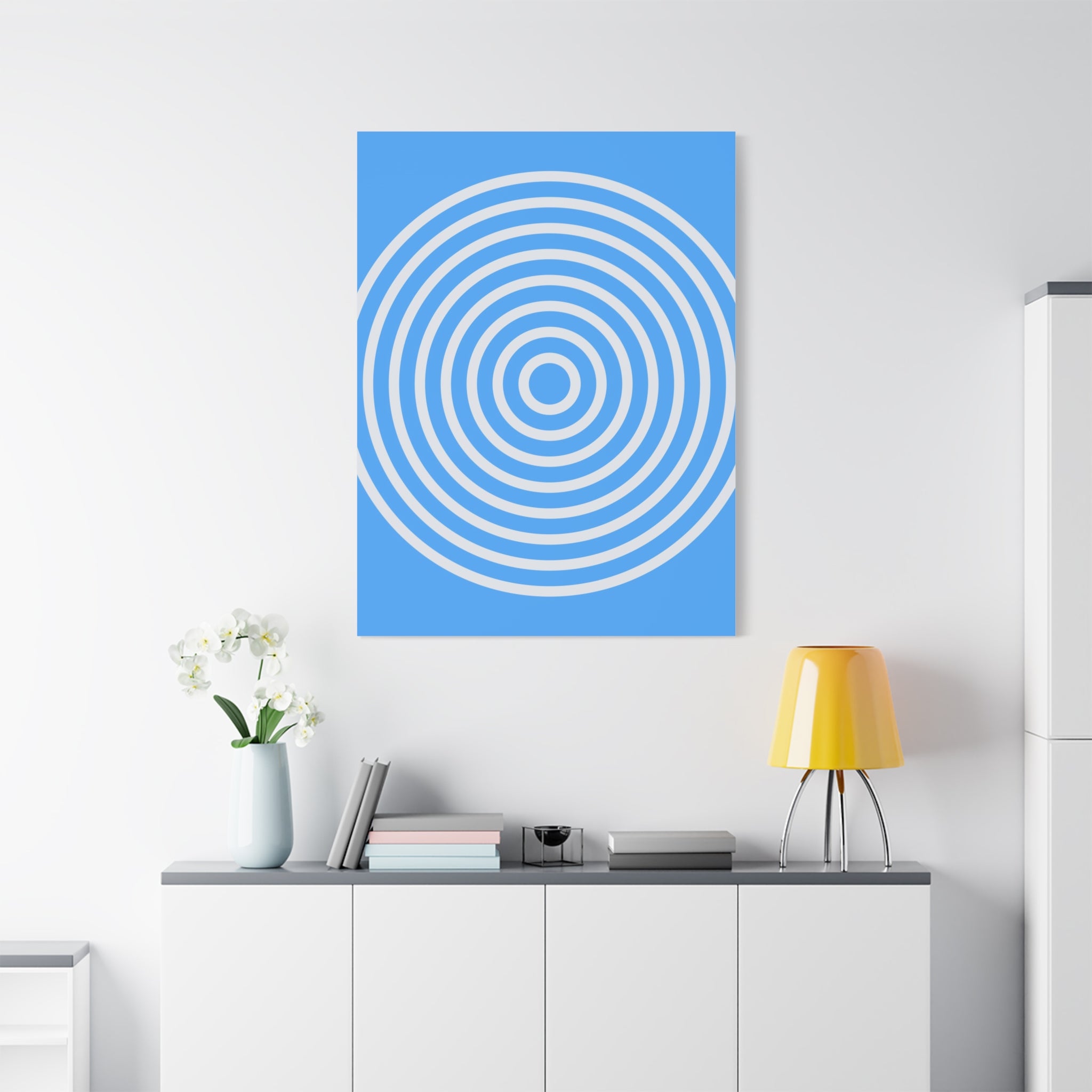 Blue Ripple Concentric Circles Canvas Art