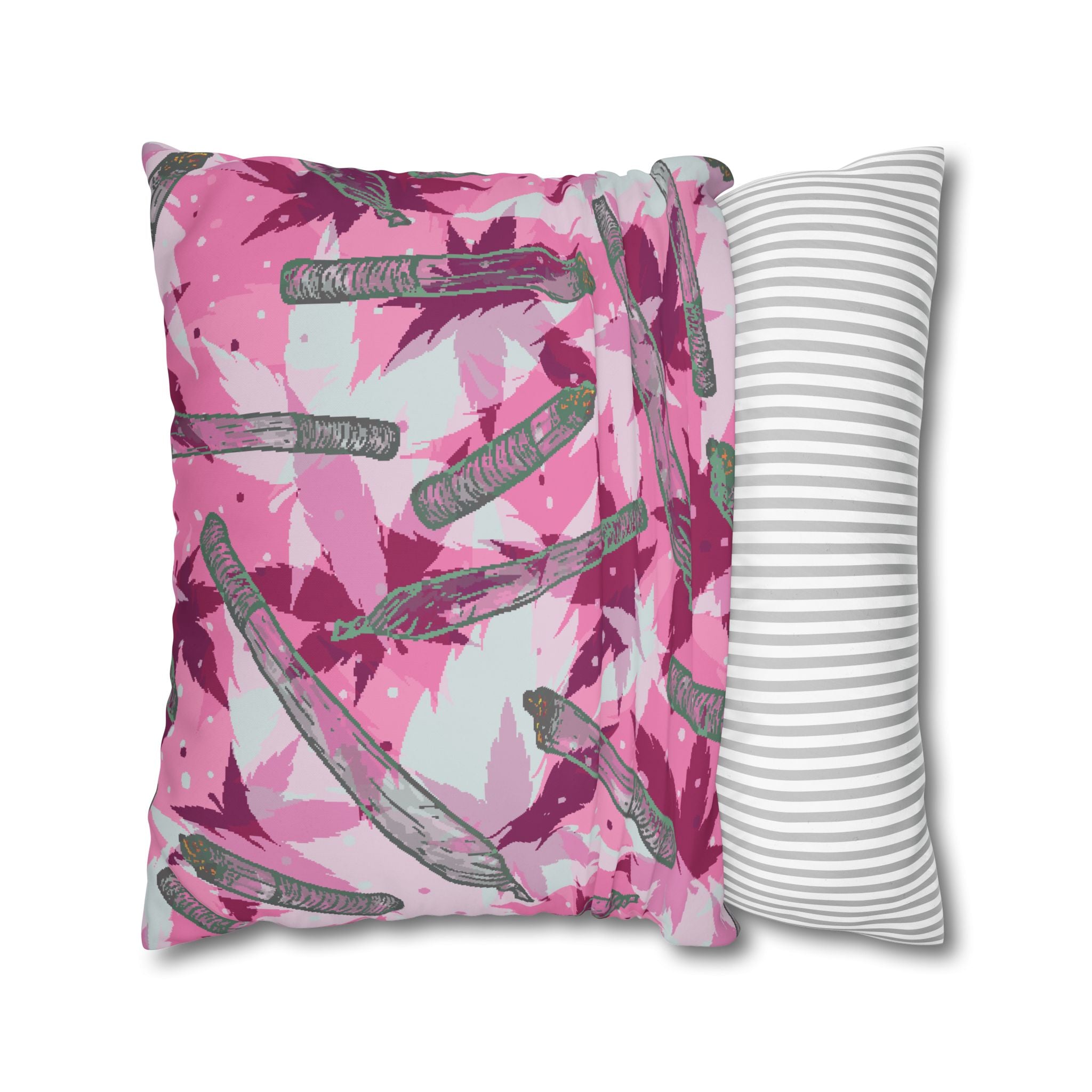 Pink Cannabis Leaf & Joint Pillowcase