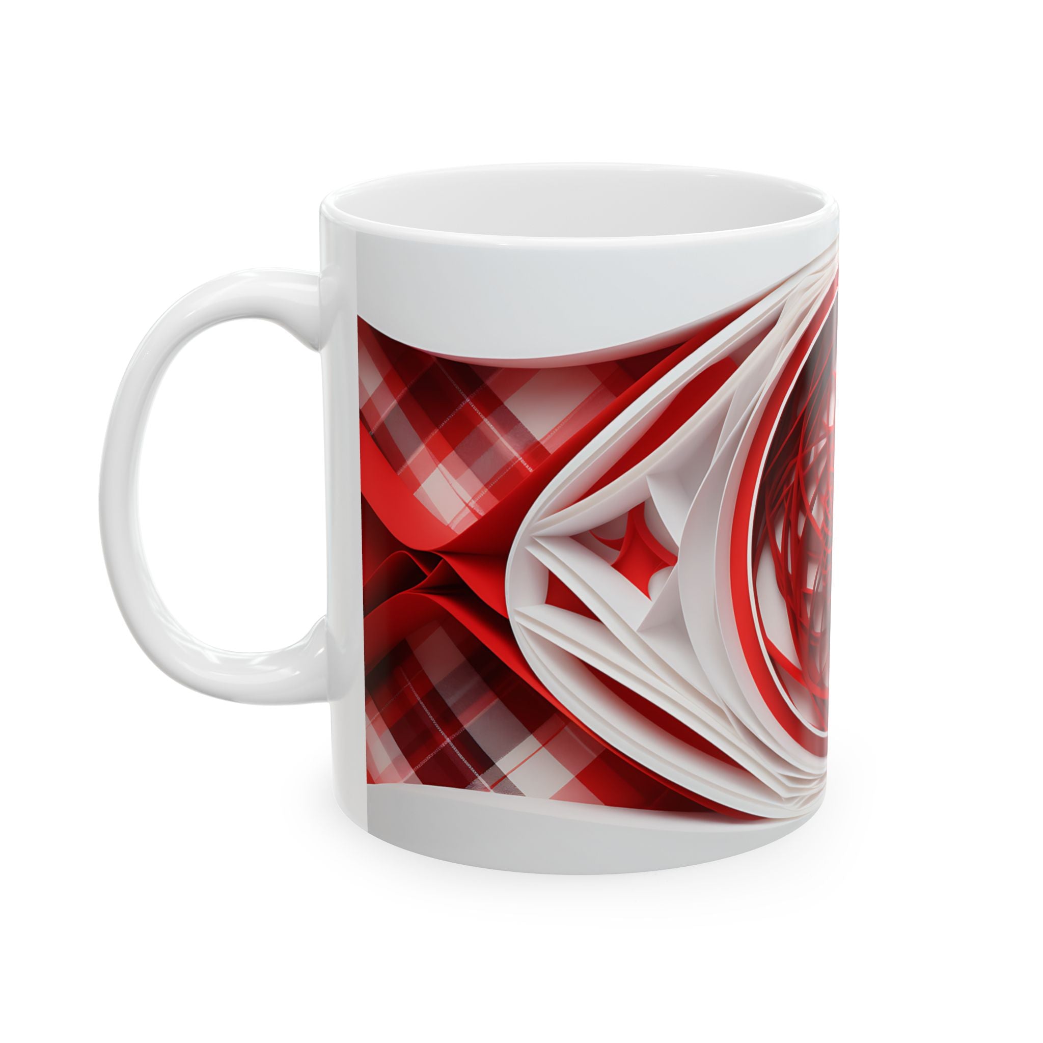 Red & White Paper Art Flower Mug