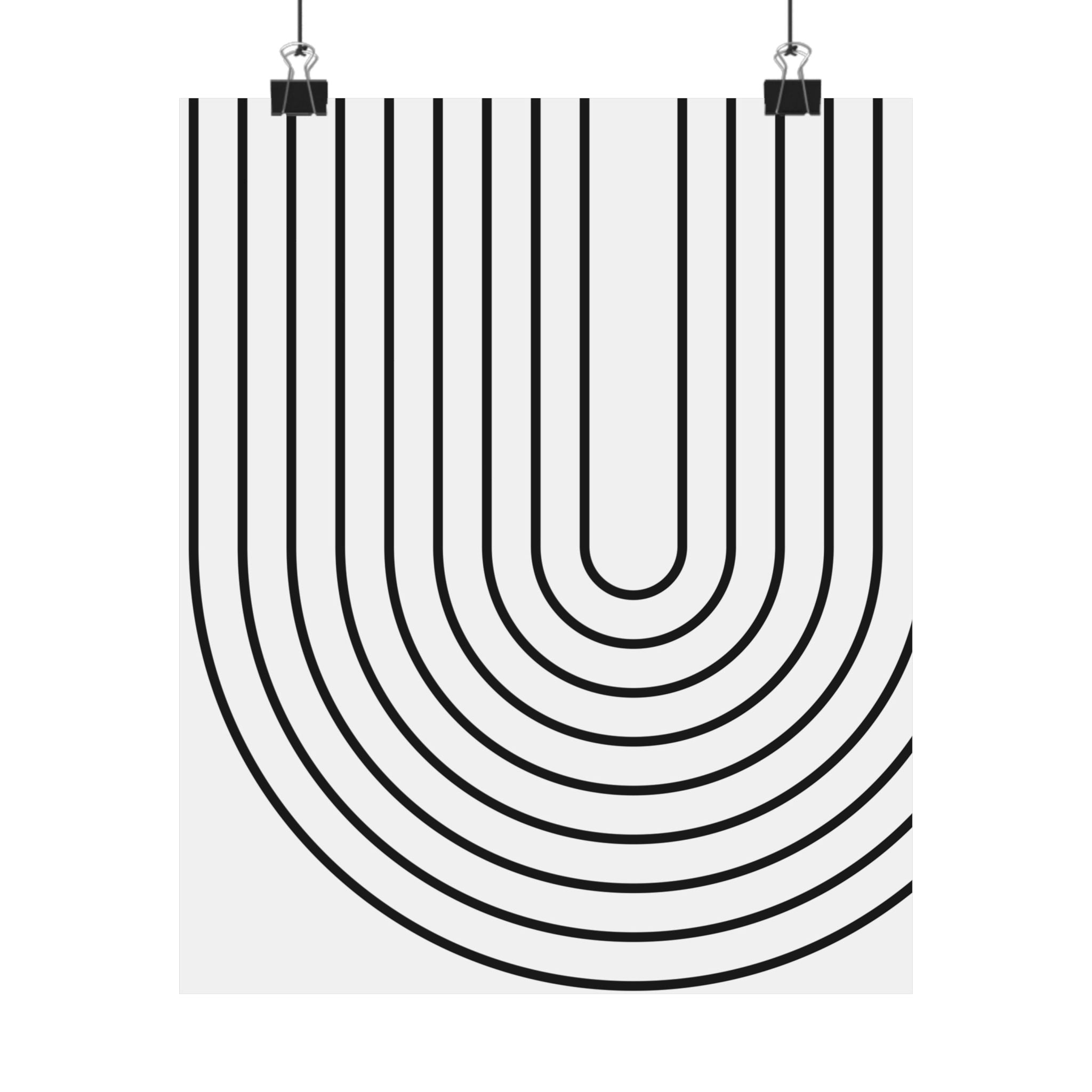 Minimalist Black U-Shape Line Art Poster