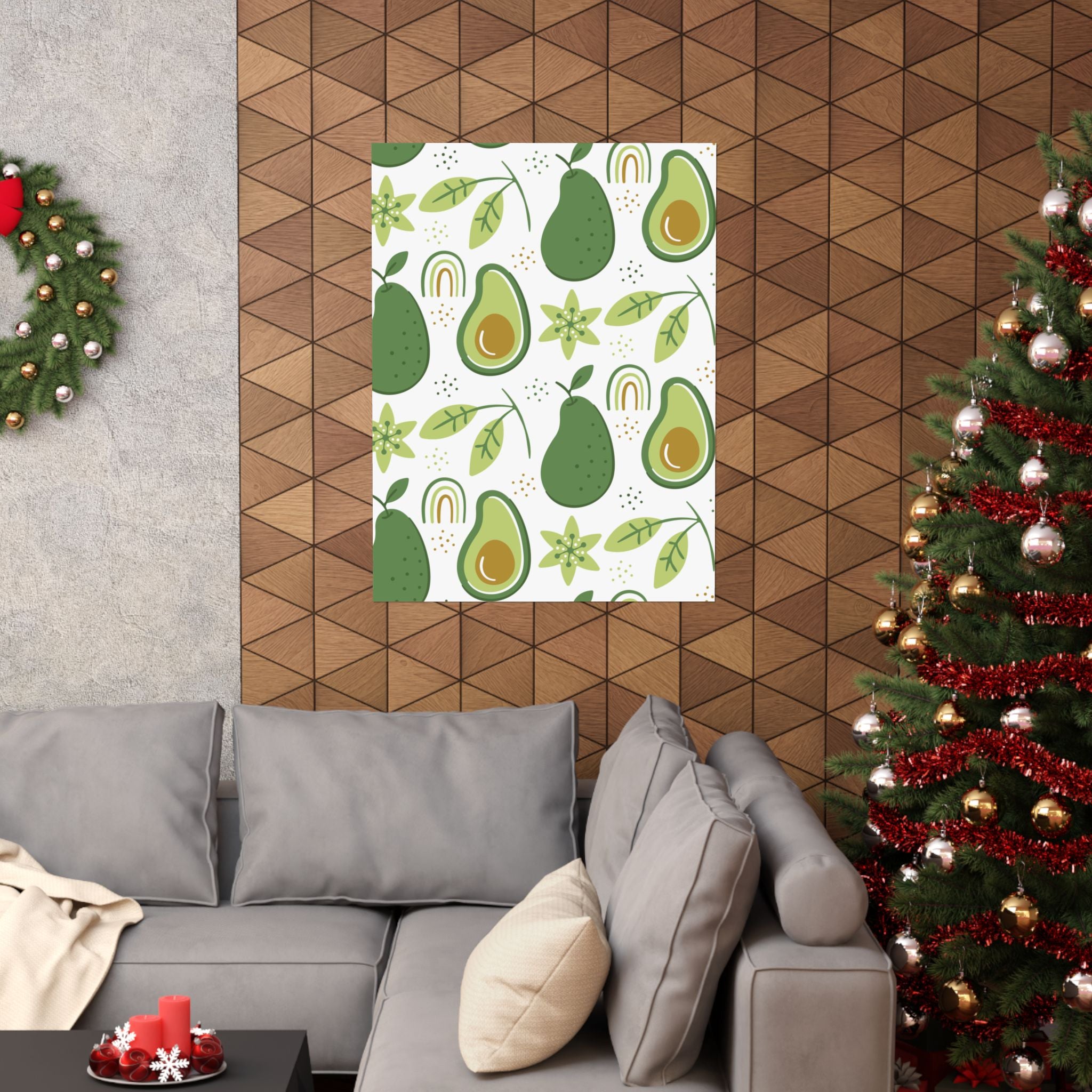 Avocado Floral Pattern Vertical Poster