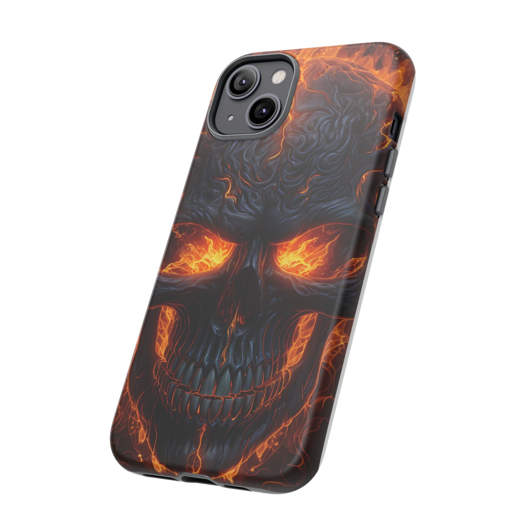 Fiery Skull Hexagon iPhone Case - Rugged Texture