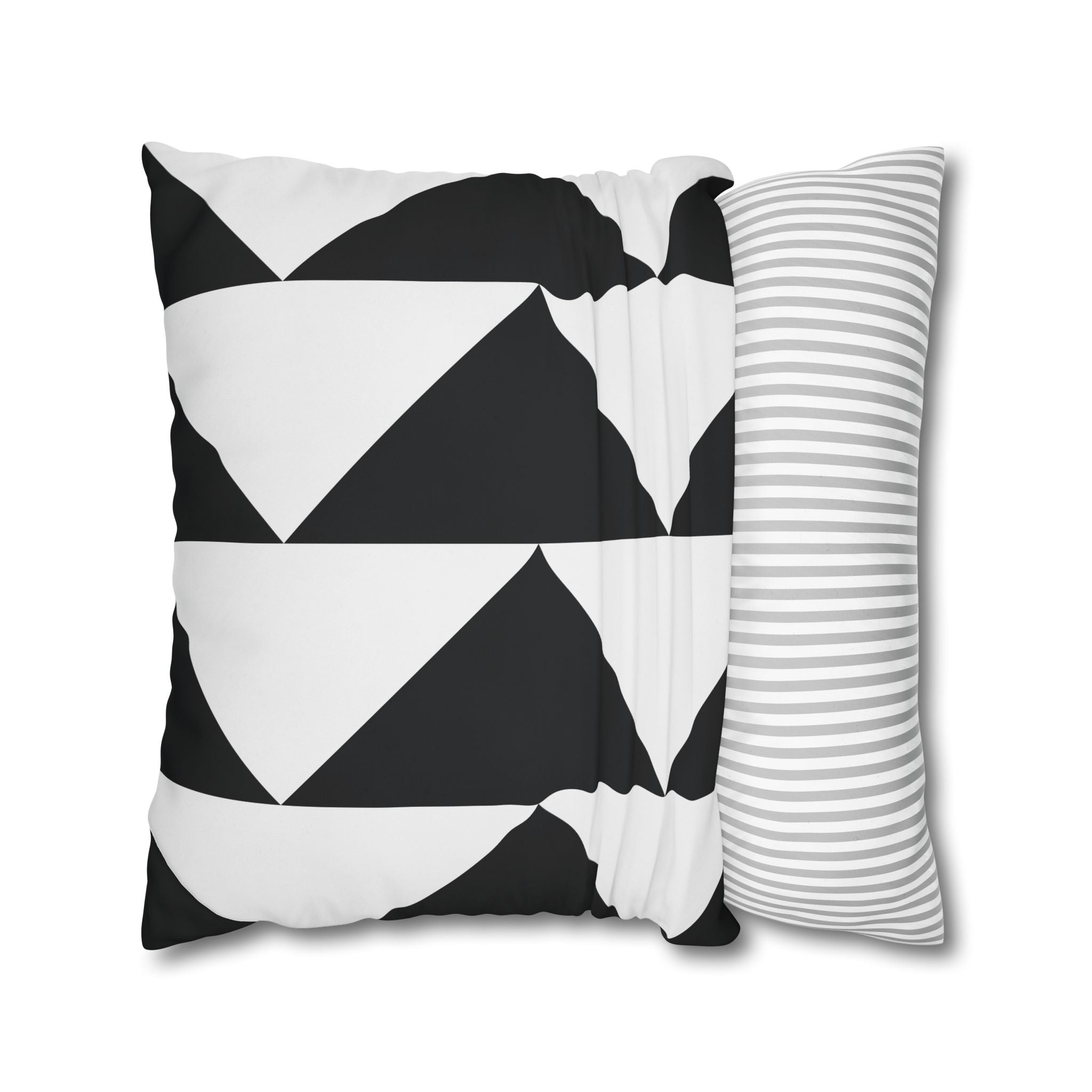 Geometric Triangle Pillowcase - Black & White