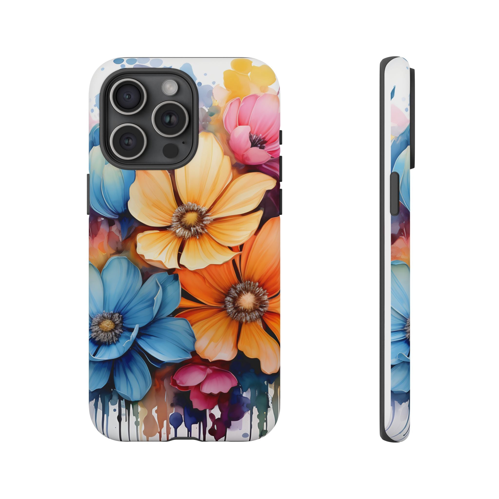 Vibrant Floral Watercolor iPhone Case - Hexagon Stone