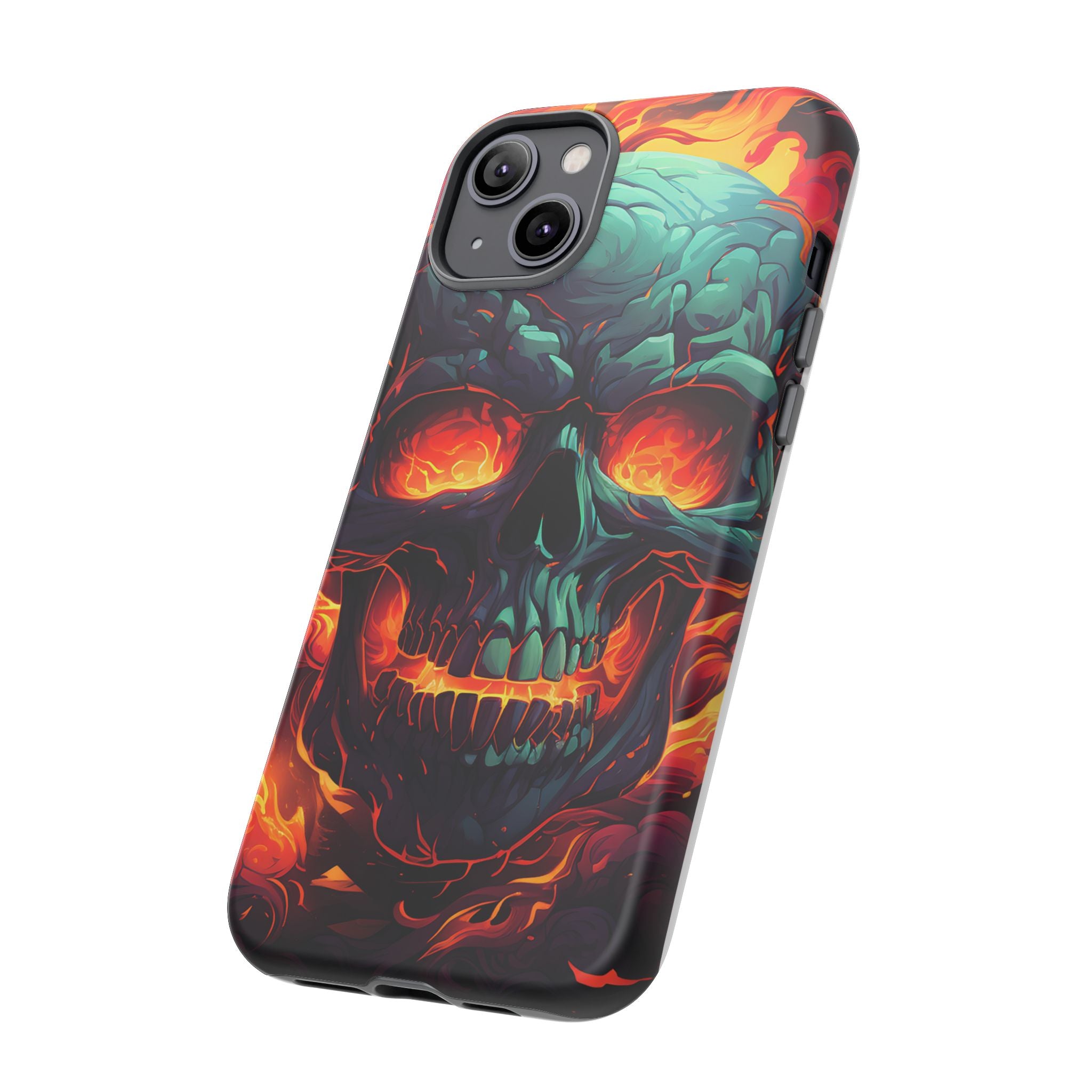 Fiery Skull Hexagon iPhone Case - Rugged