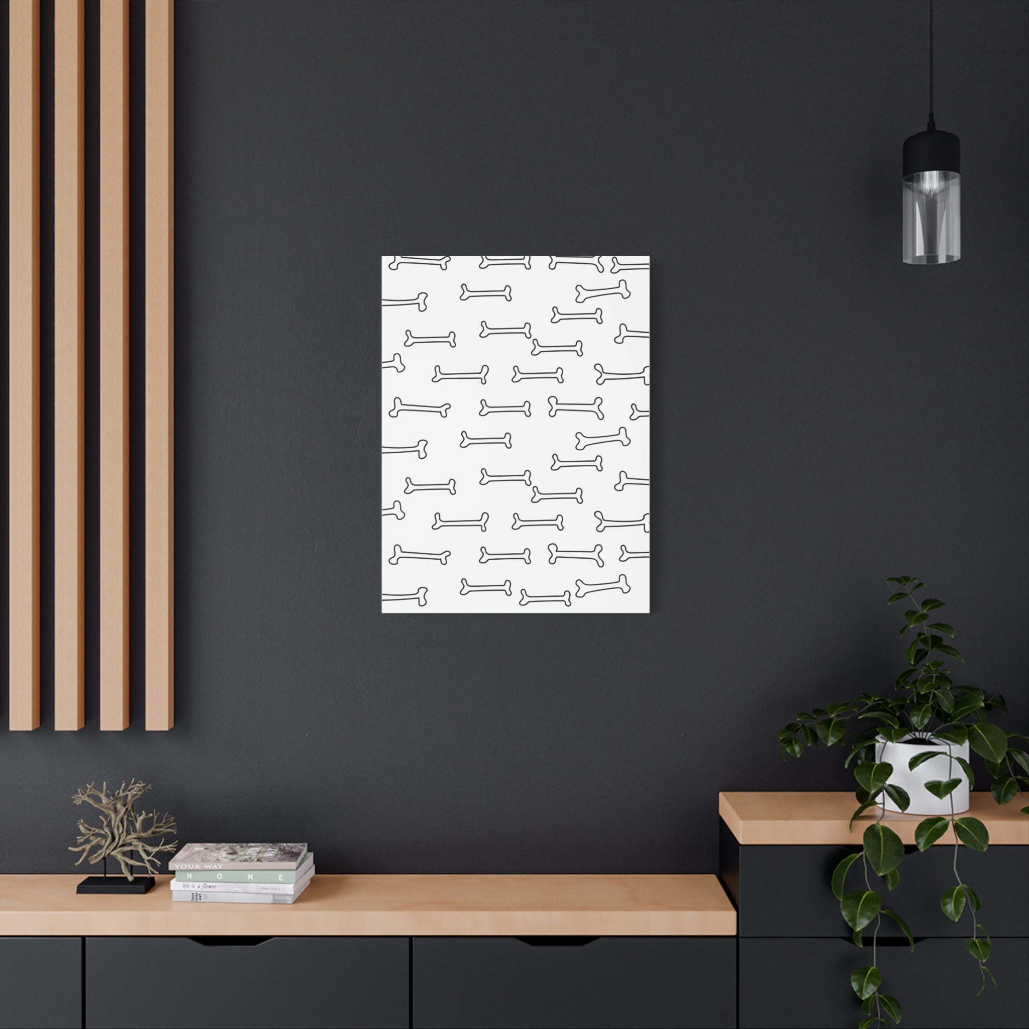 Minimalist Bone Pattern Matte Canvas Art