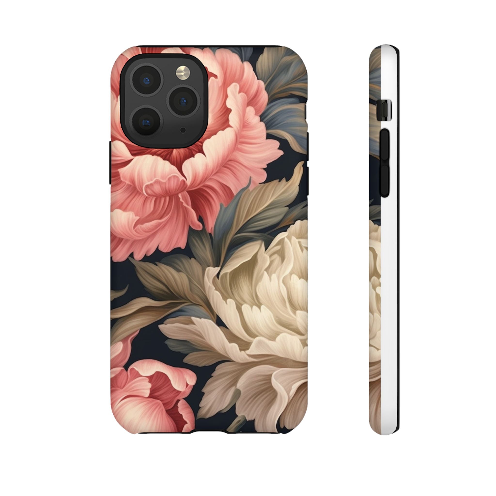 Blush Peony Floral iPhone Case - Hexagon Stone