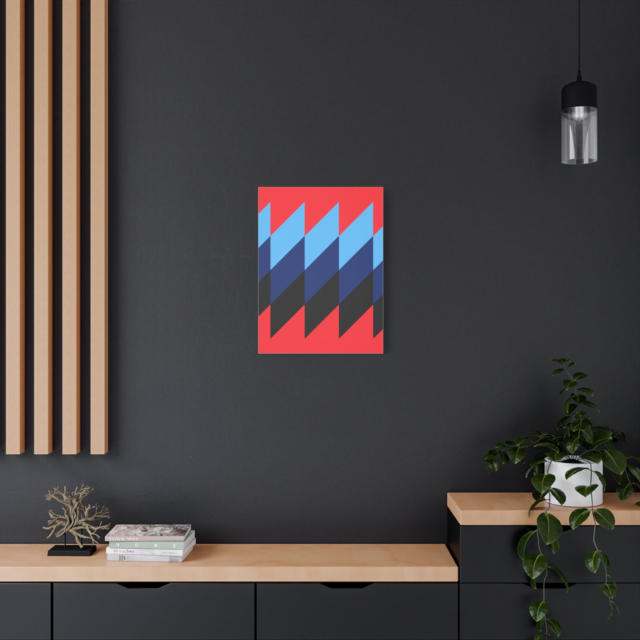 Abstract Geometric Red Canvas Art