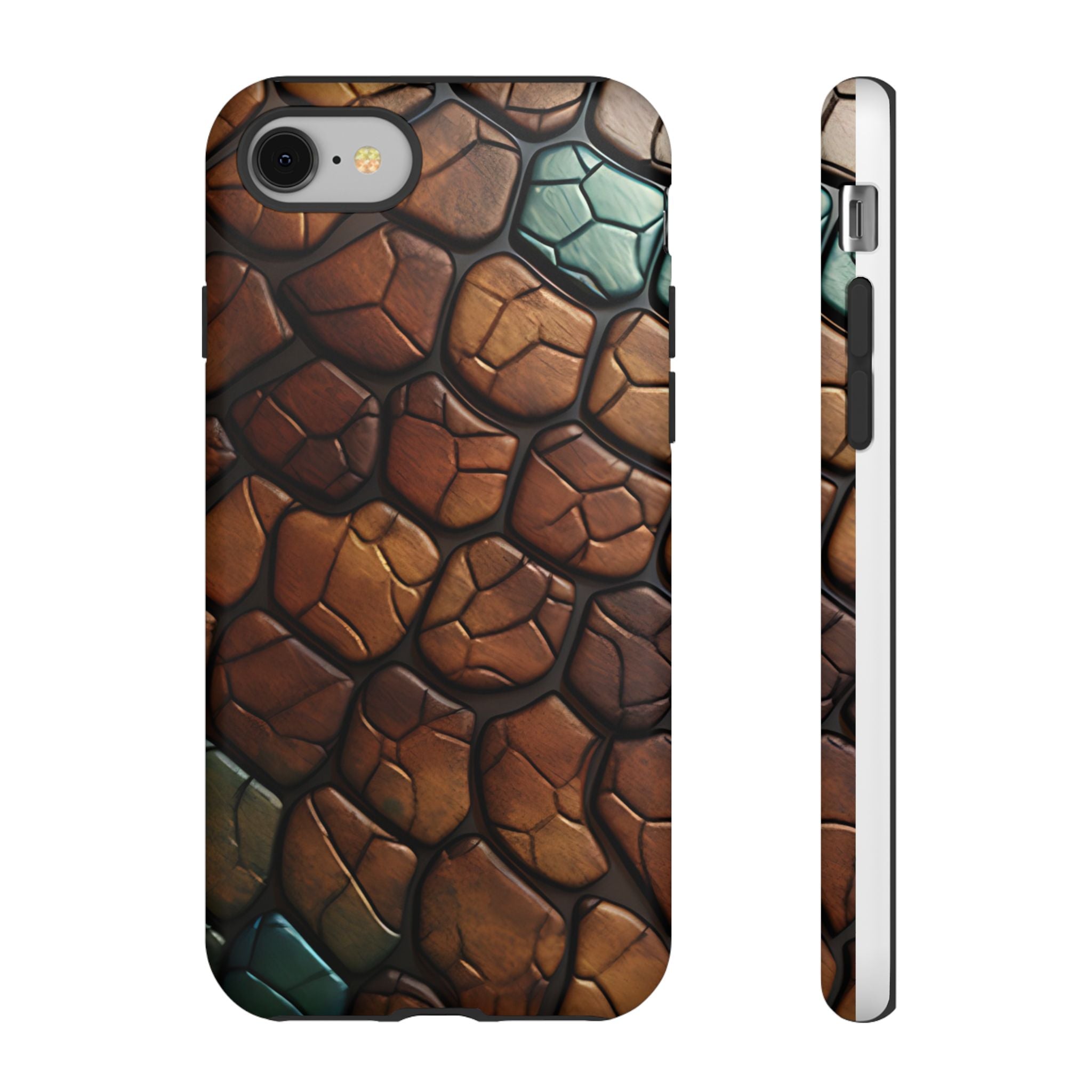 Mosaic Reptile iPhone Case - Teal & Brown