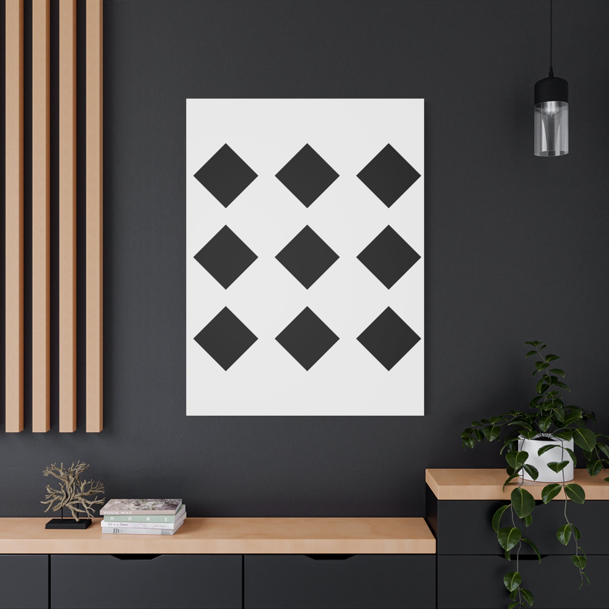 Black Diamond Grid - Matte Canvas Art