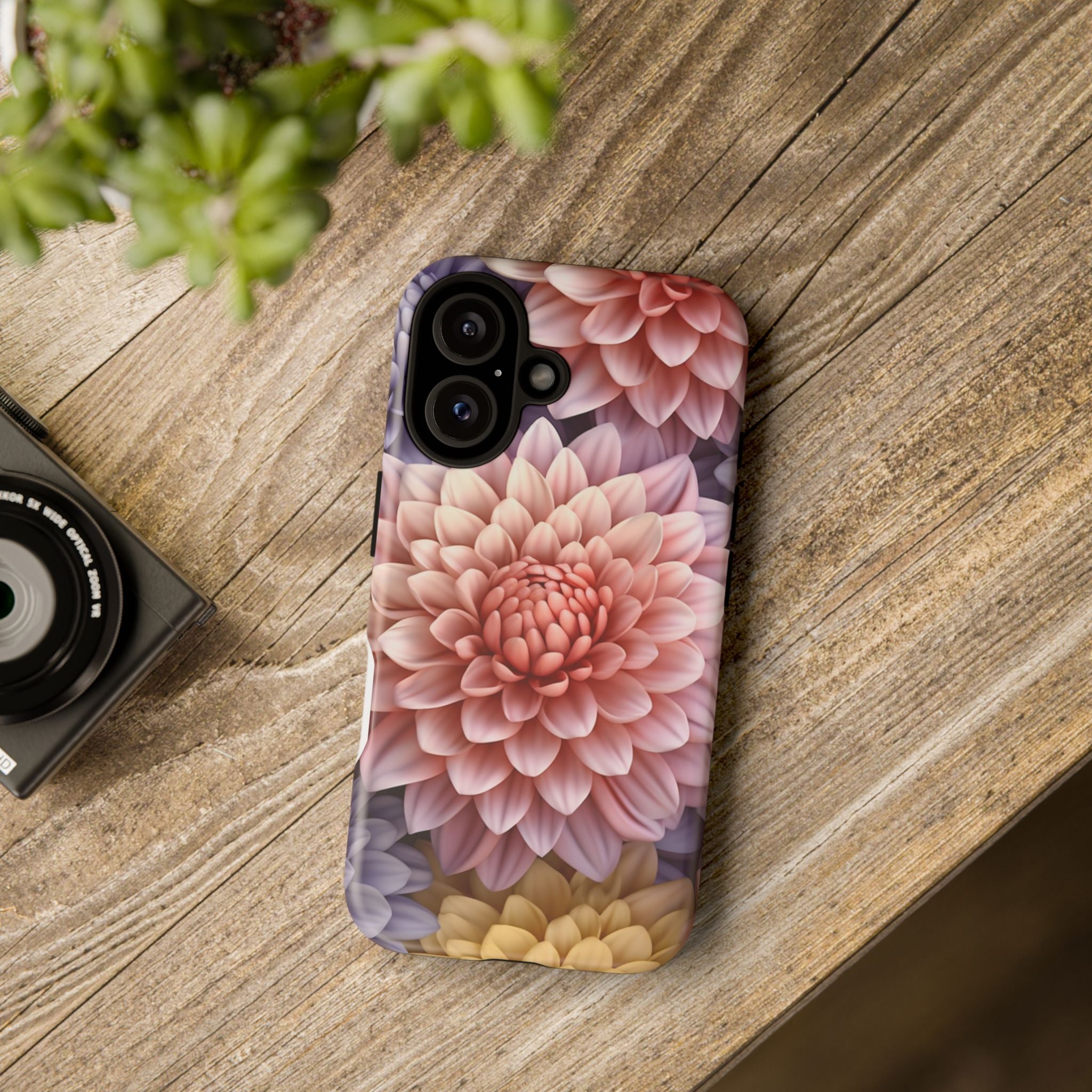 Dahlia Bloom Hexagon Stone iPhone Case