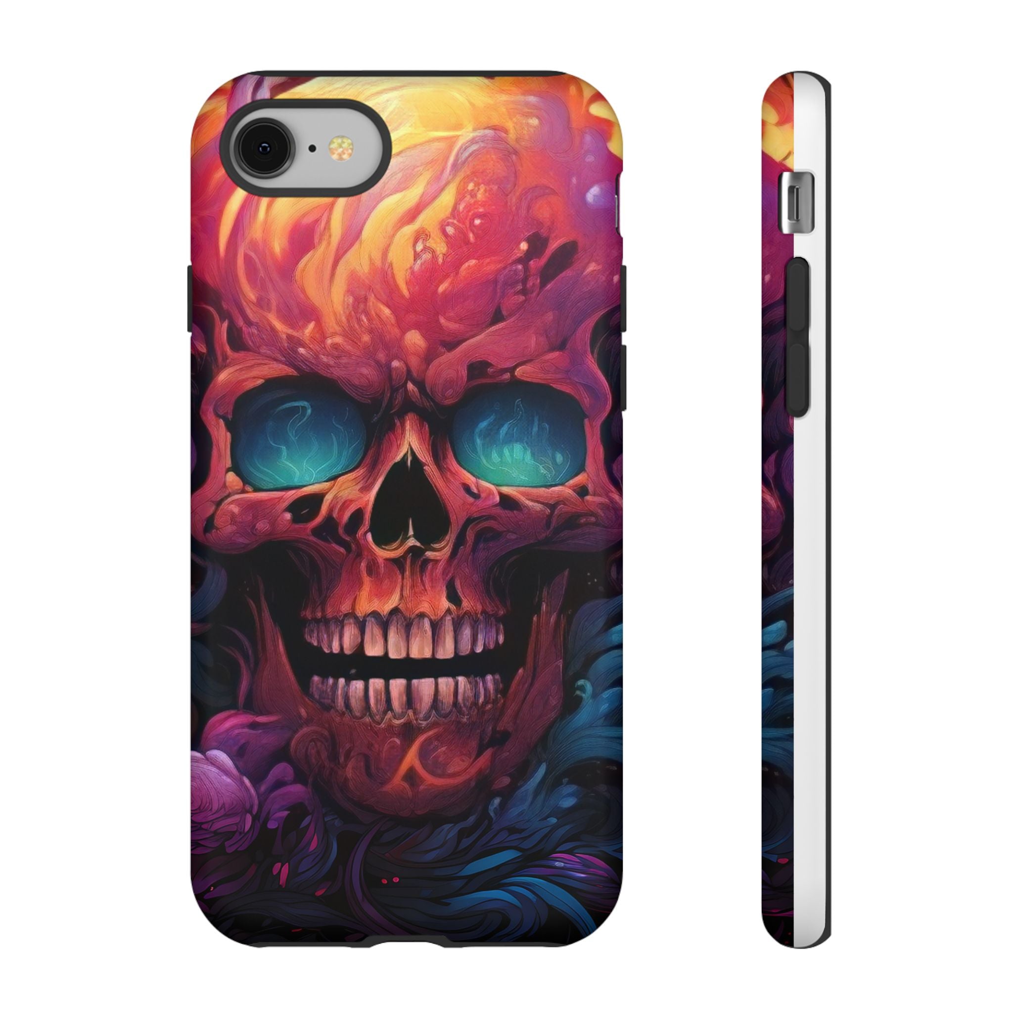 Fiery Skull Hexagon iPhone Case - Rugged Texture