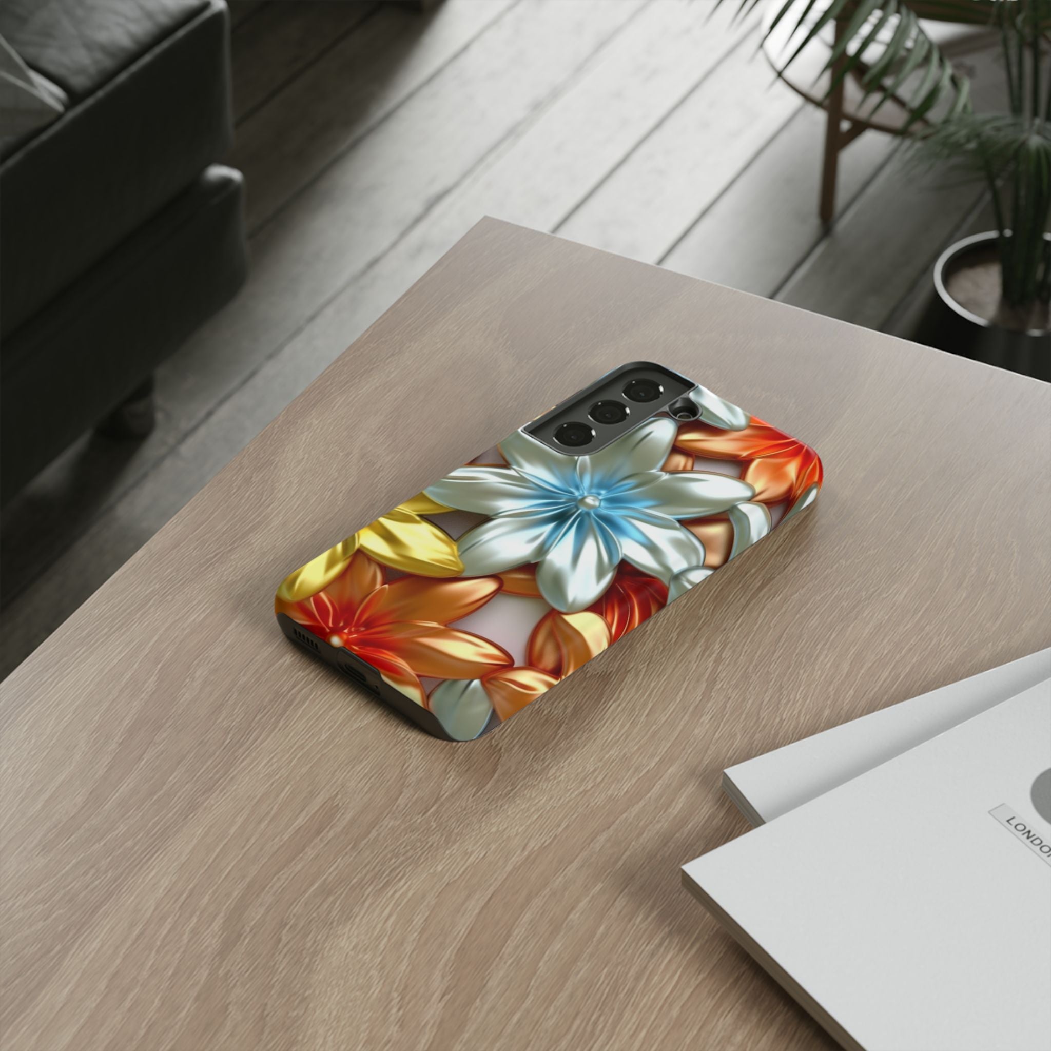 Metallic Flower Samsung Case - Stylish & Modern