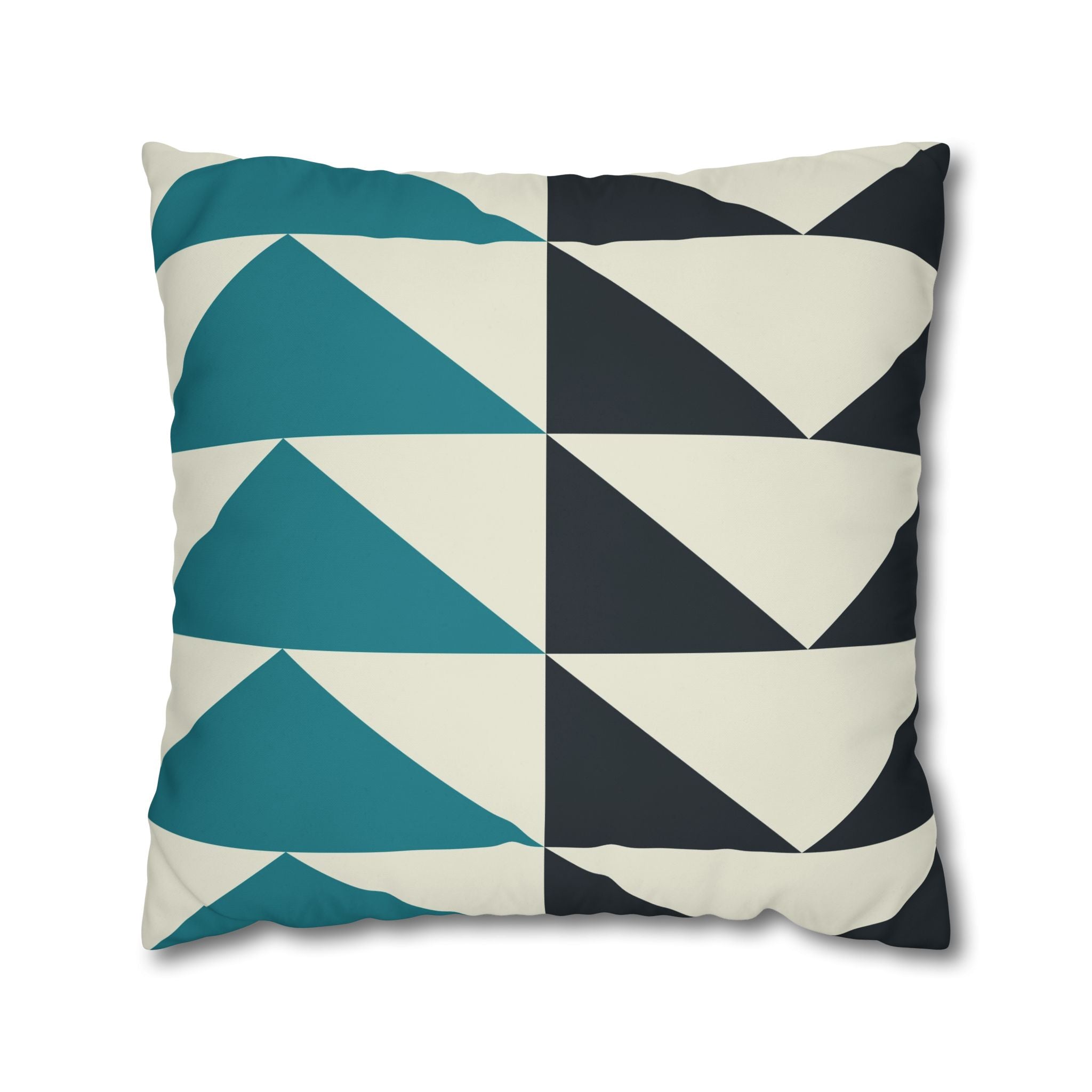 Geometric Teal & Charcoal Triangle Pillowcase