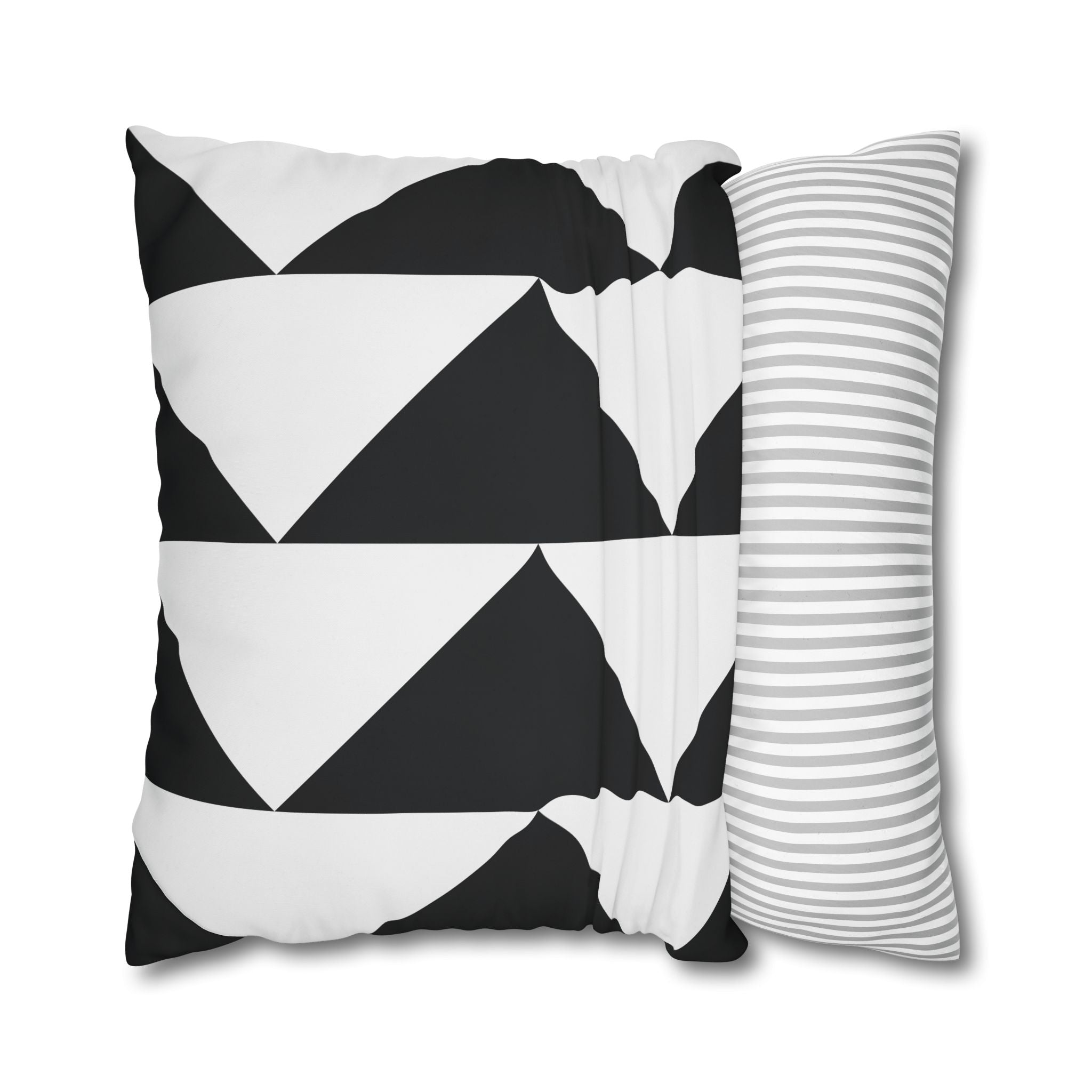 Geometric Triangle Pillowcase - Black & White