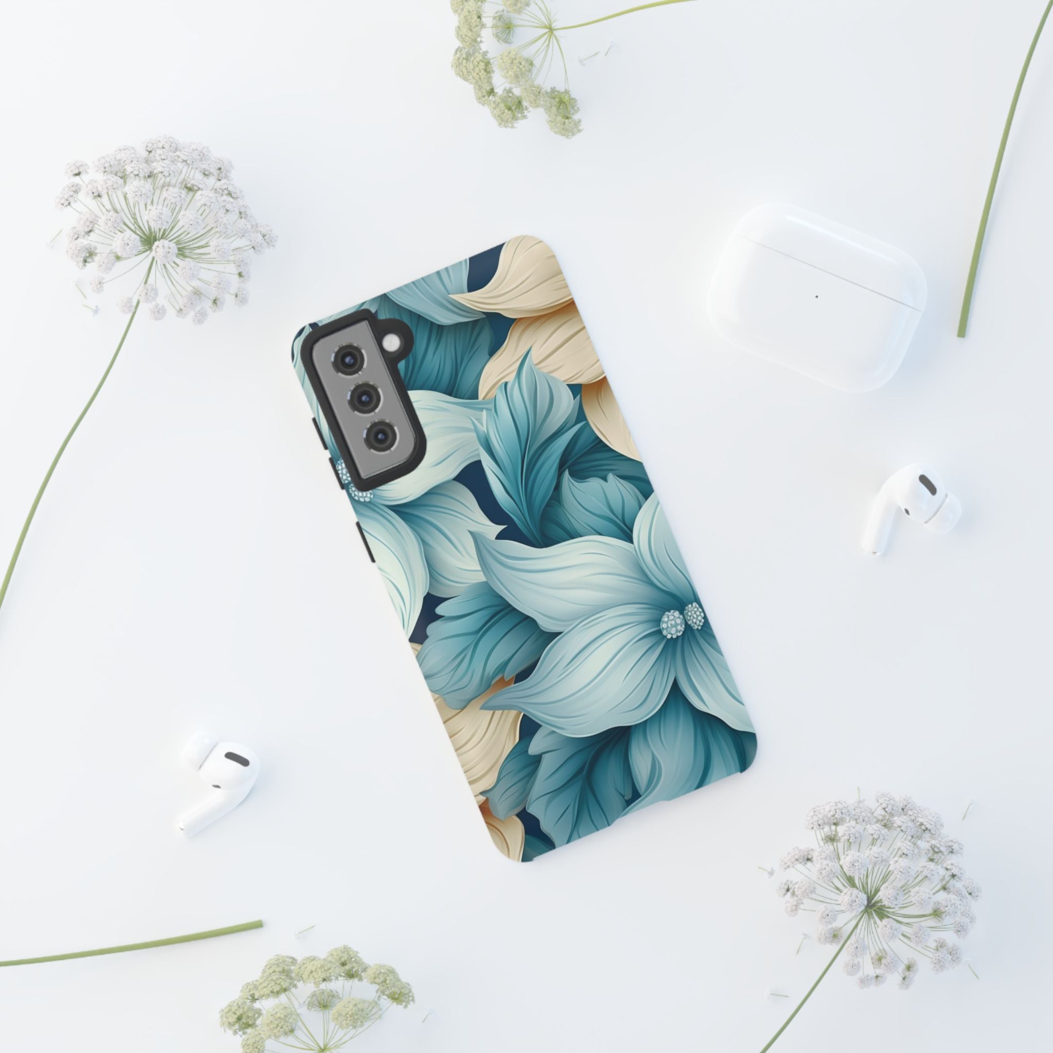 Teal Floral Samsung Phone Case