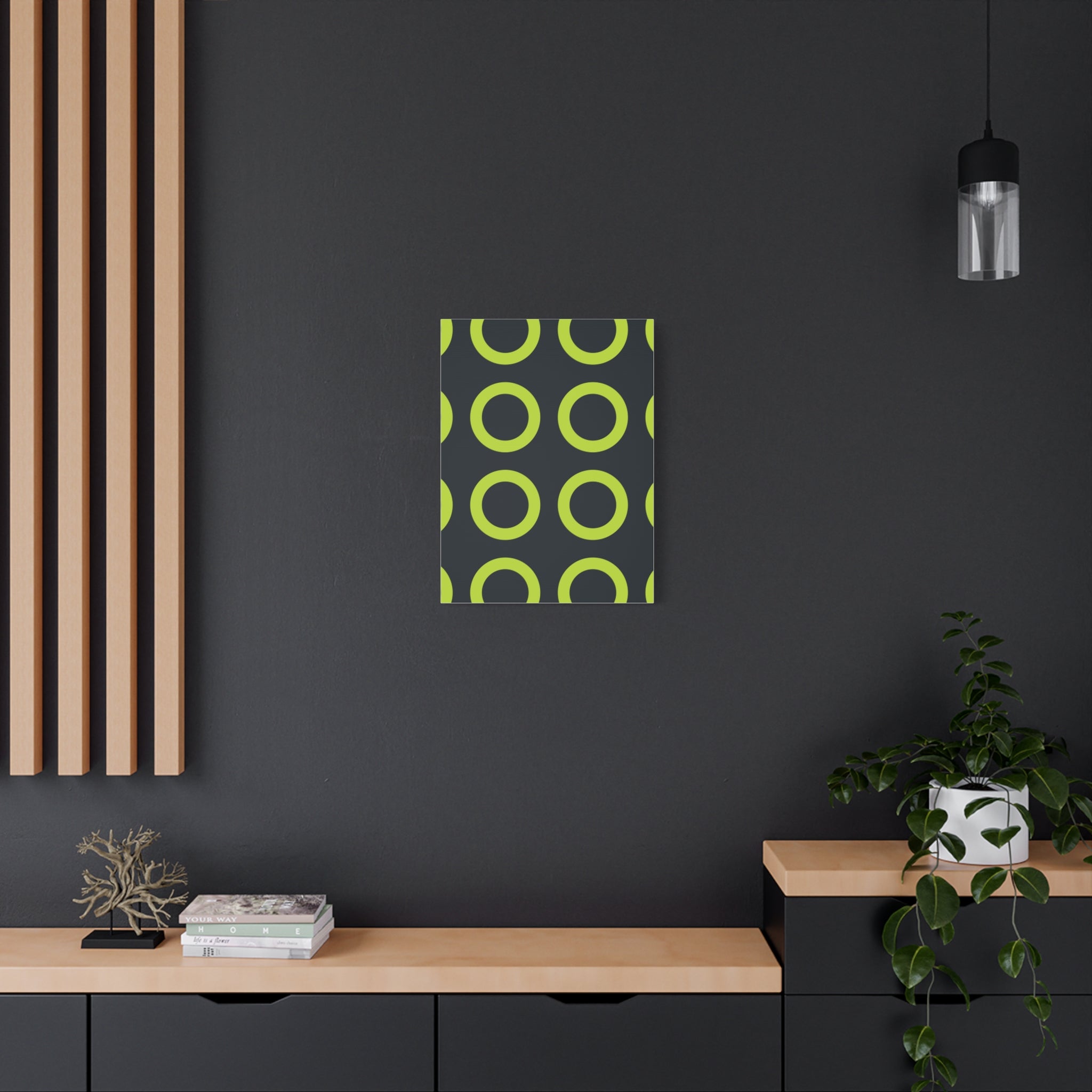 Lime Green Circle Canvas Art - Teal