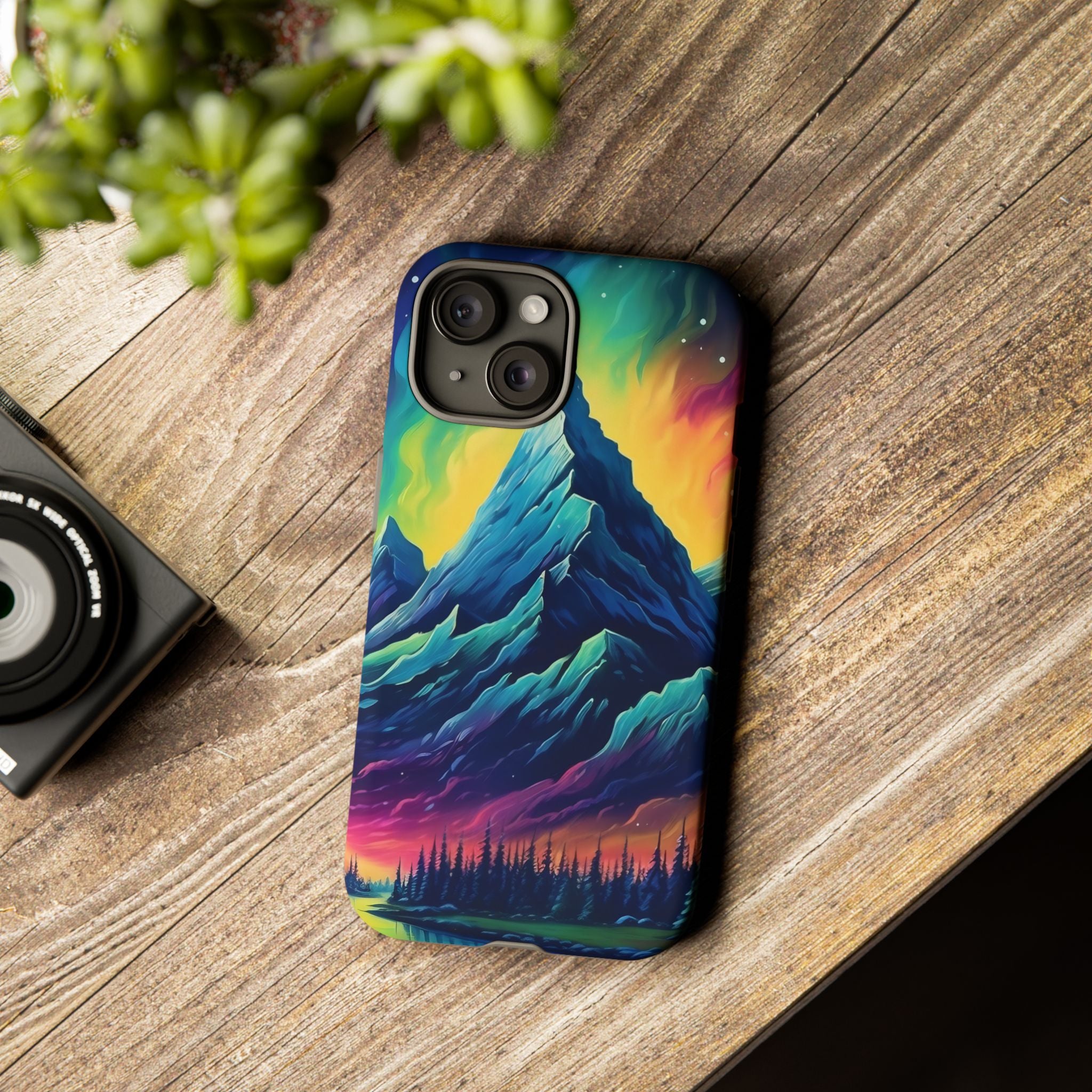 Aurora Mountain Hexagon iPhone Case