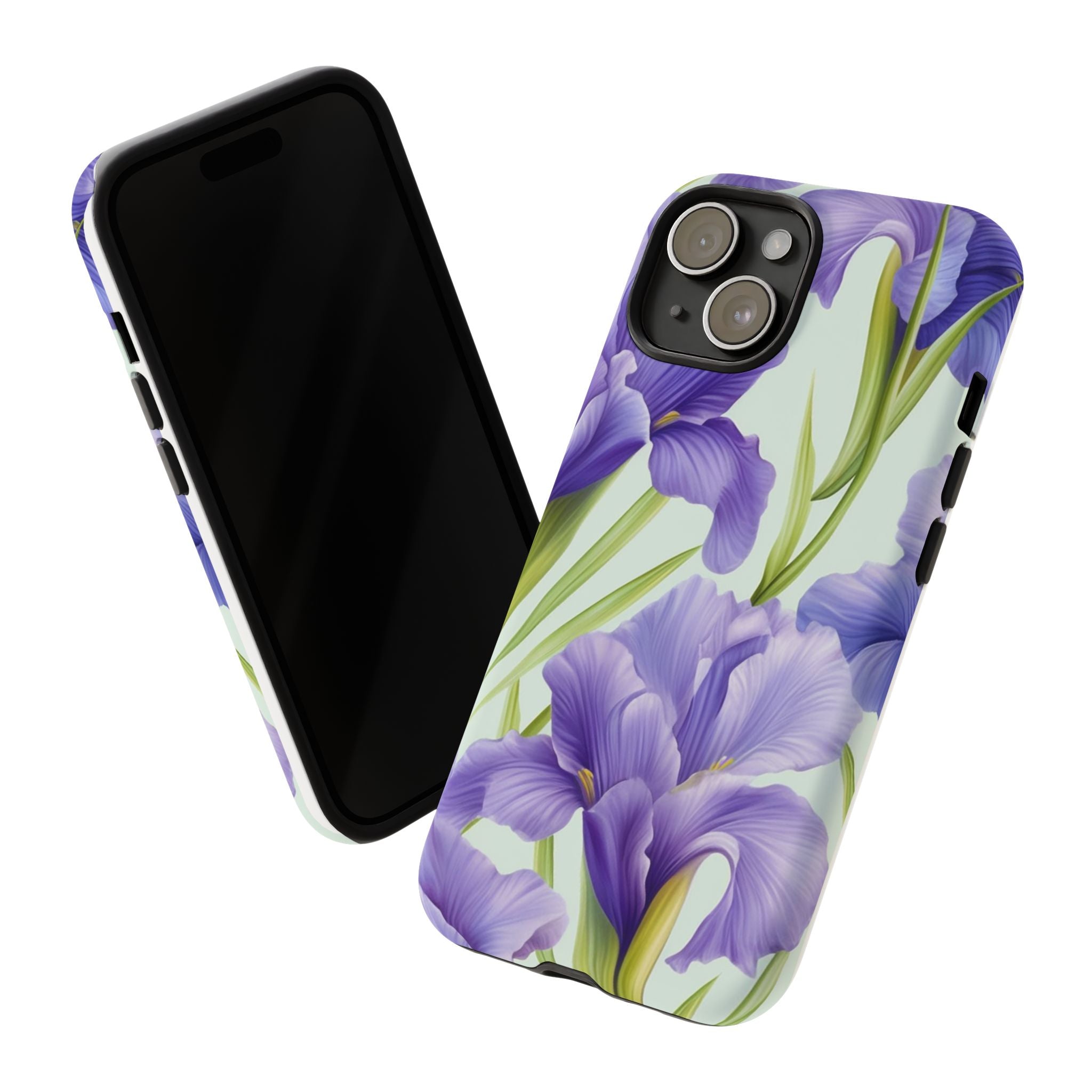 Purple Iris Floral iPhone Case - Hexagon Stone