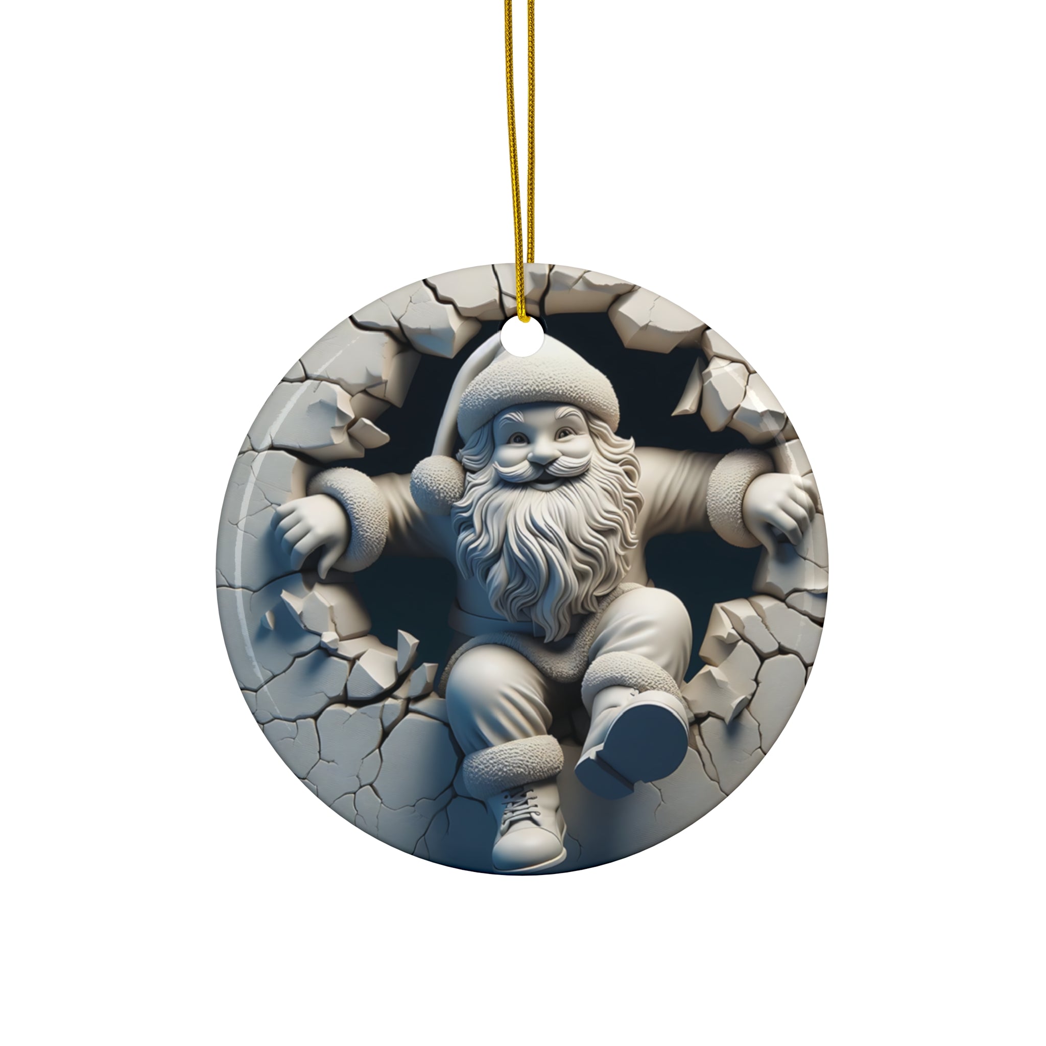 Ceramic Santa Ornament: Festive Stone Break