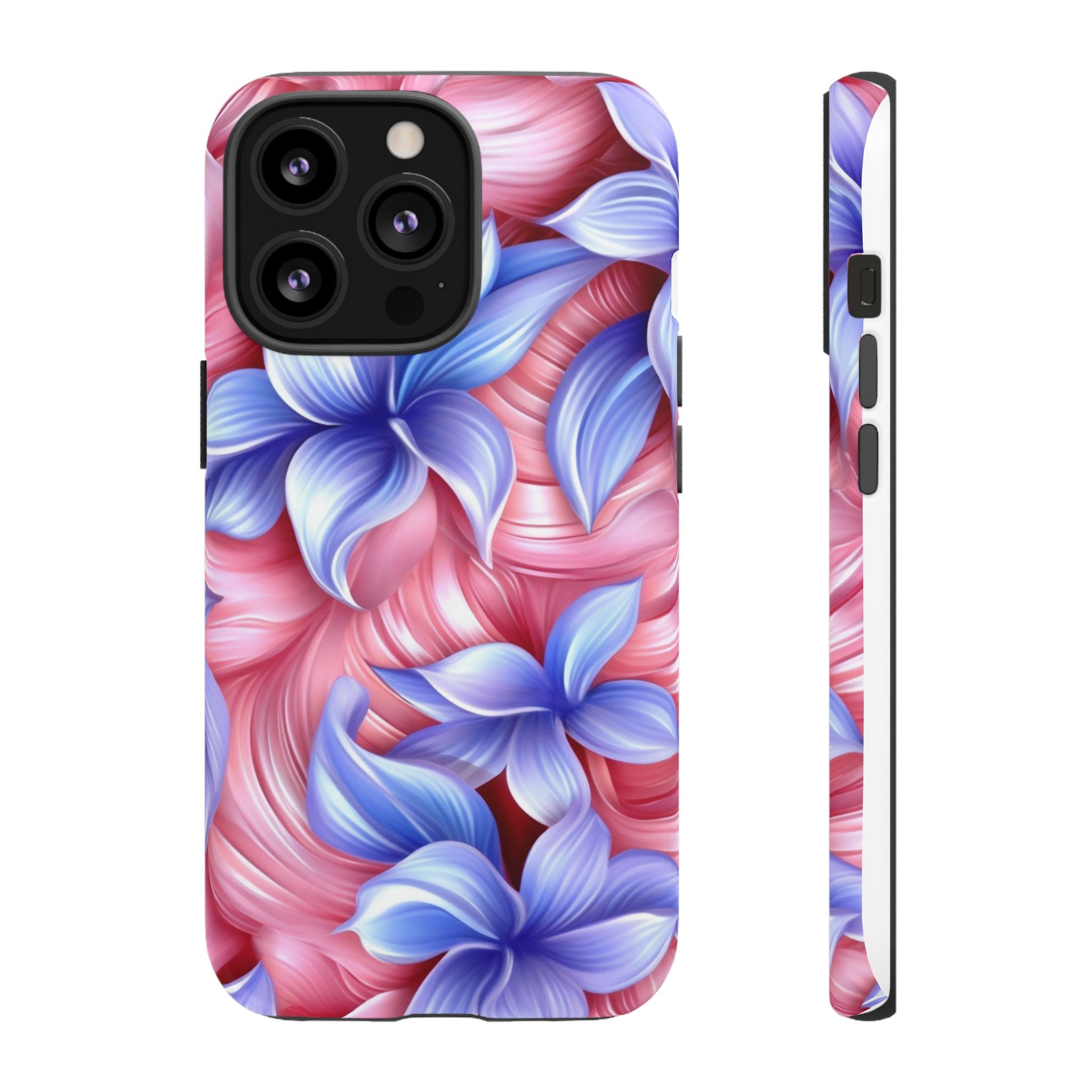 Dreamy Pink & Blue Floral iPhone Case - Hexagon Stone