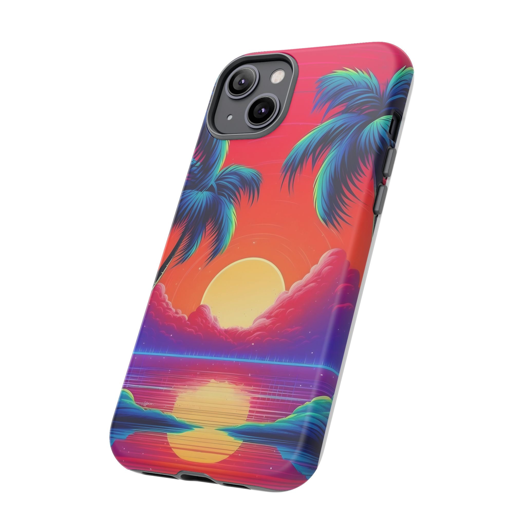 Sunset Palm Hexagon iPhone Case - Rugged