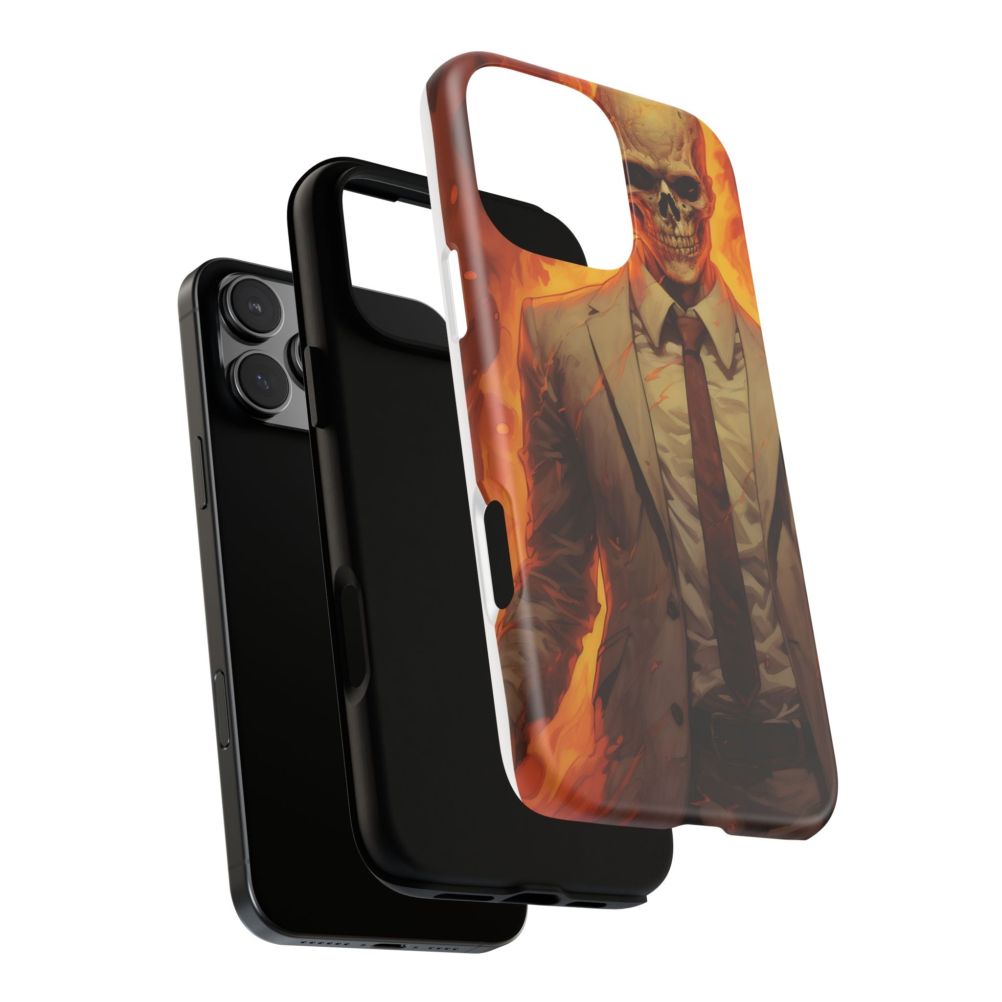 Fiery Skull Man Hexagon Stone iPhone Case