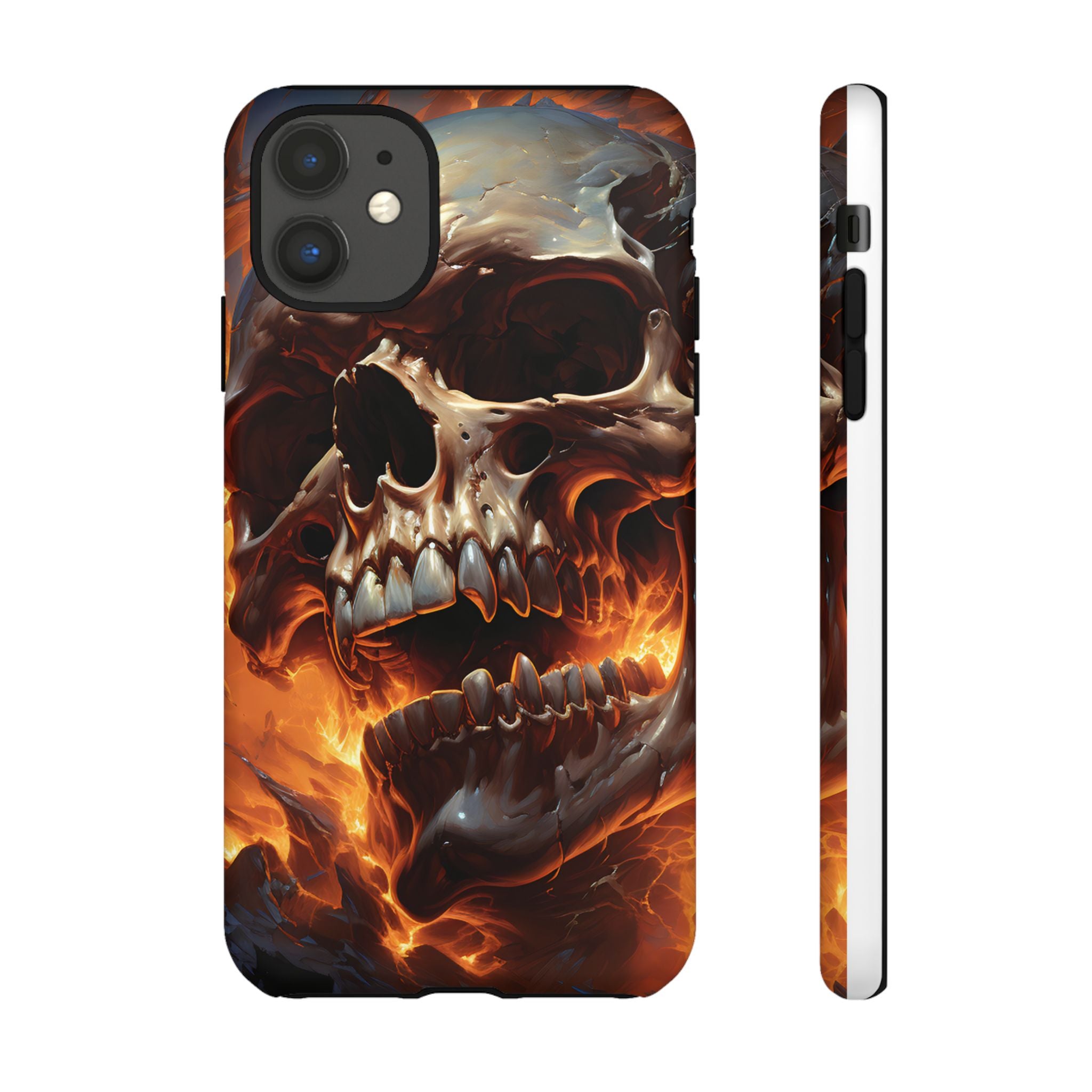 Fiery Skull Hexagon iPhone Case - Rugged