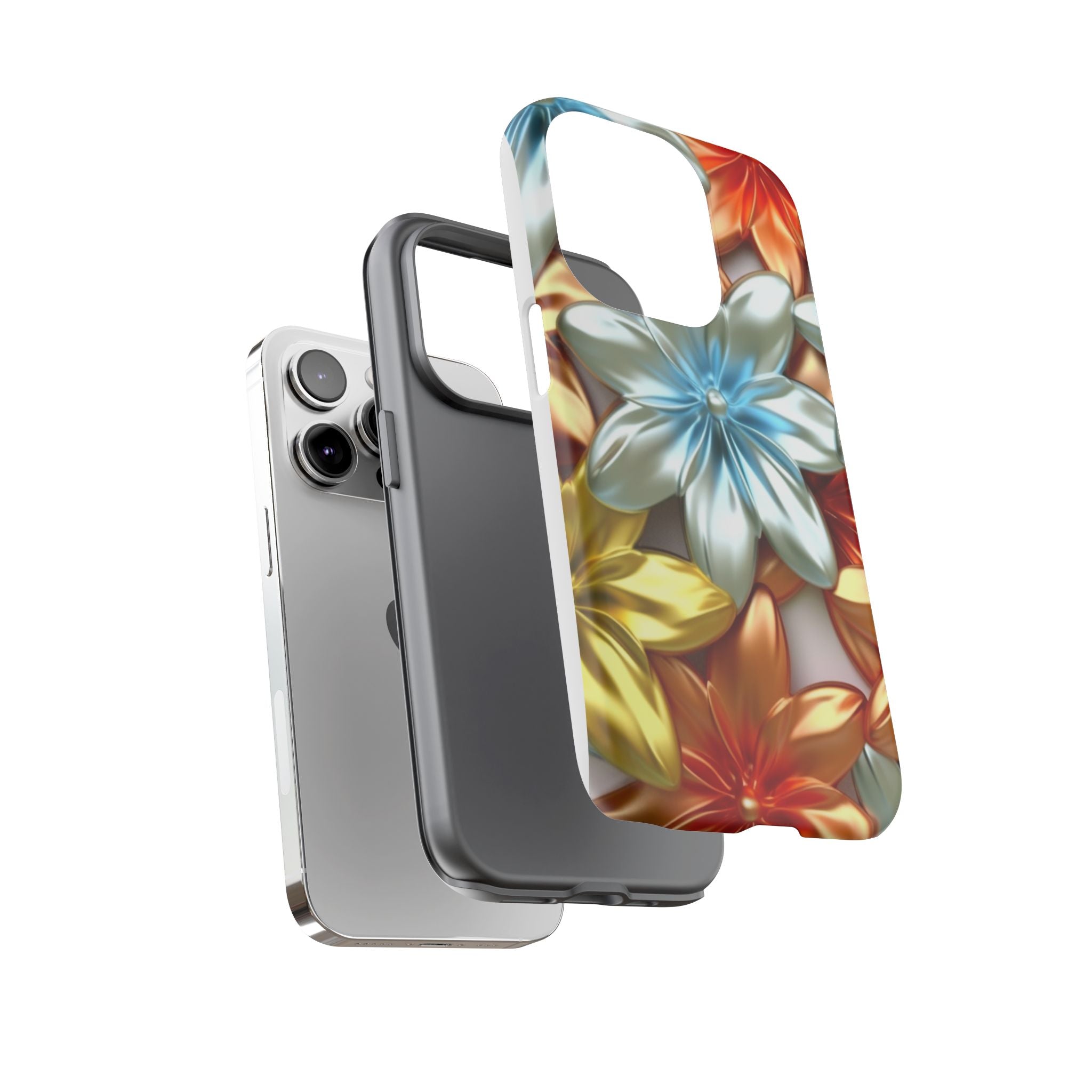 Metallic Flower Hexagon iPhone Case - Rugged