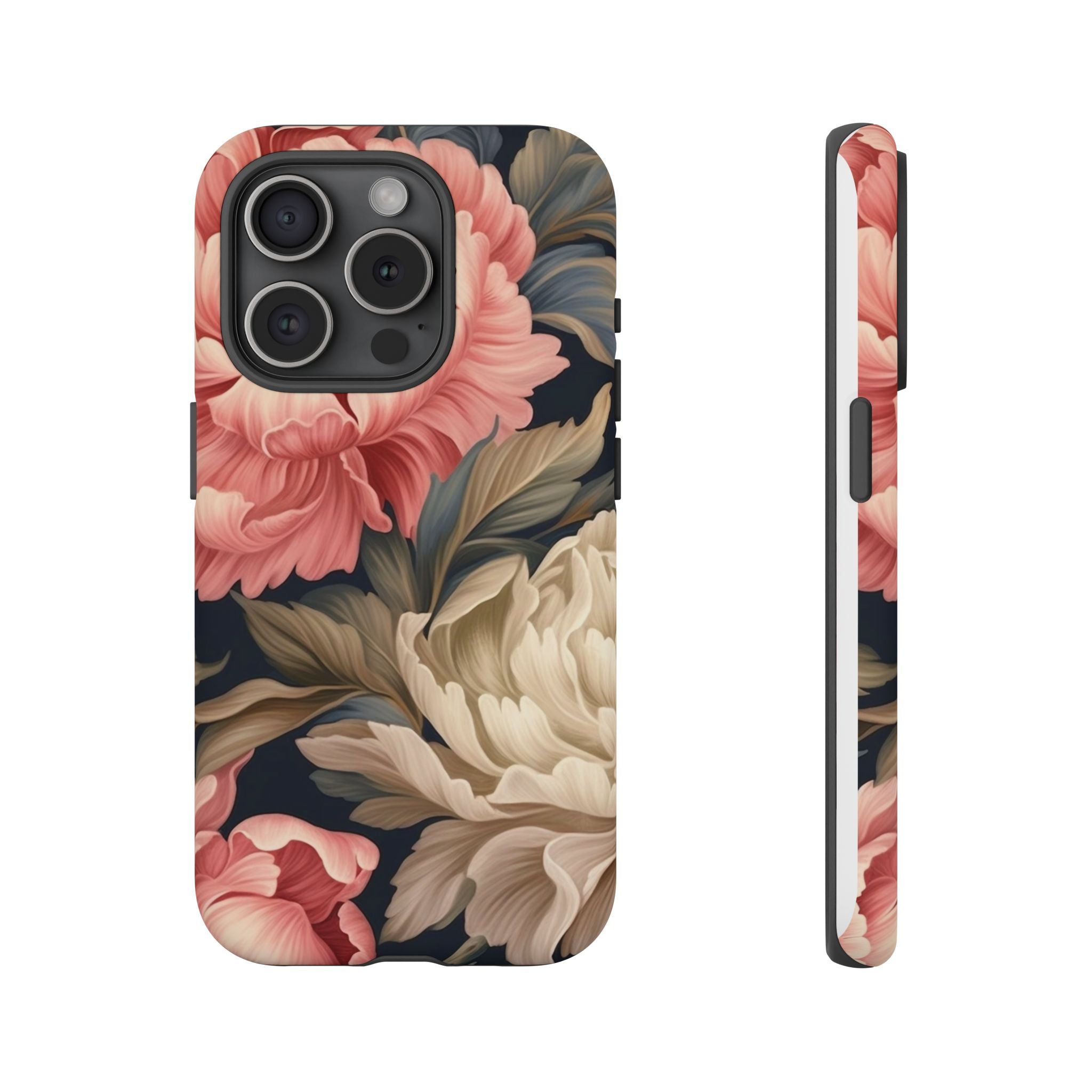 Blush Peony Floral iPhone Case - Hexagon Stone