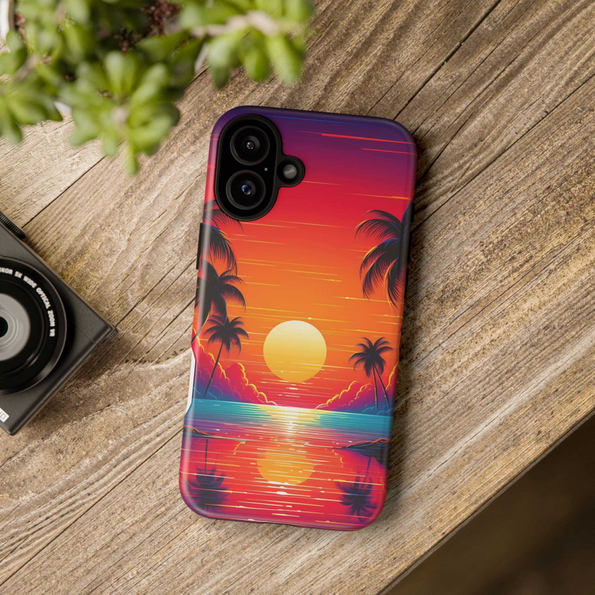 Sunset Palm Beach iPhone Case - Hexagon Stone