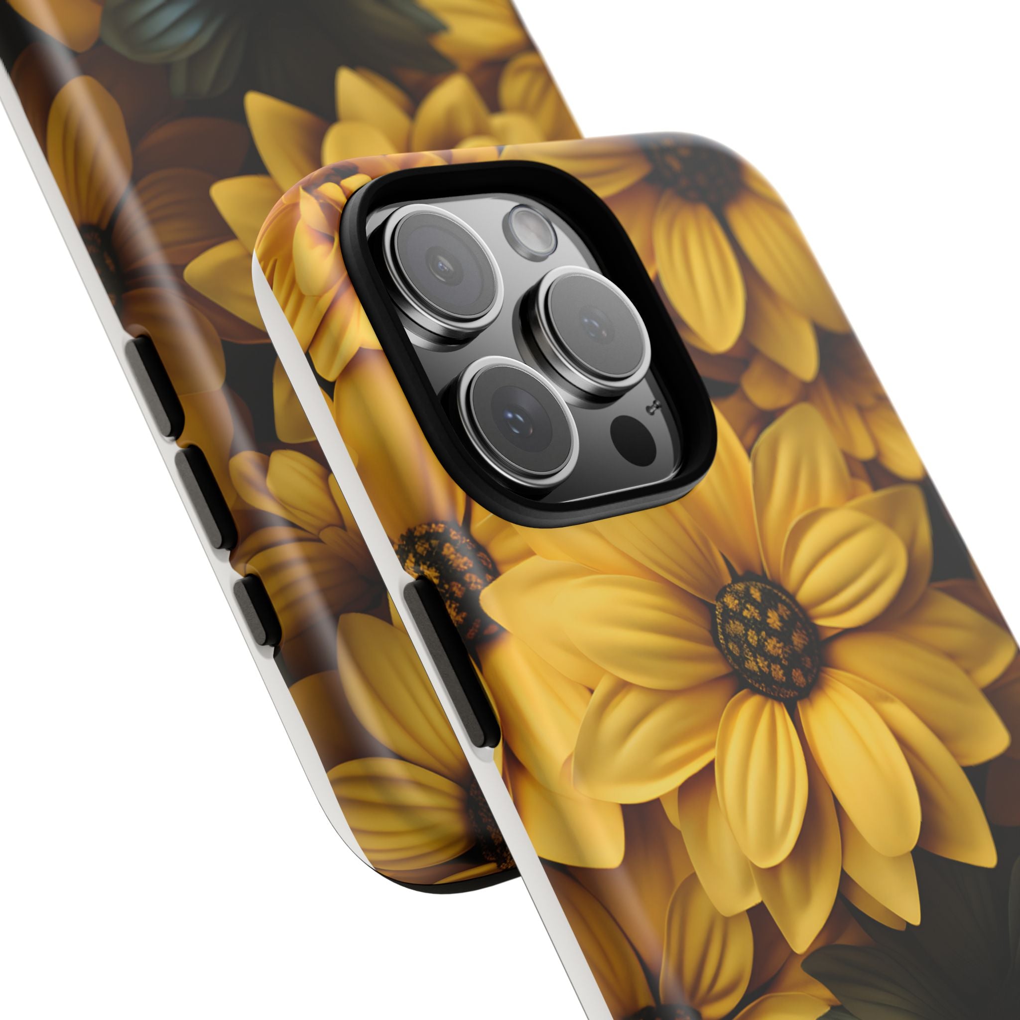 Golden Bloom Hexagon iPhone Case - Rugged Texture